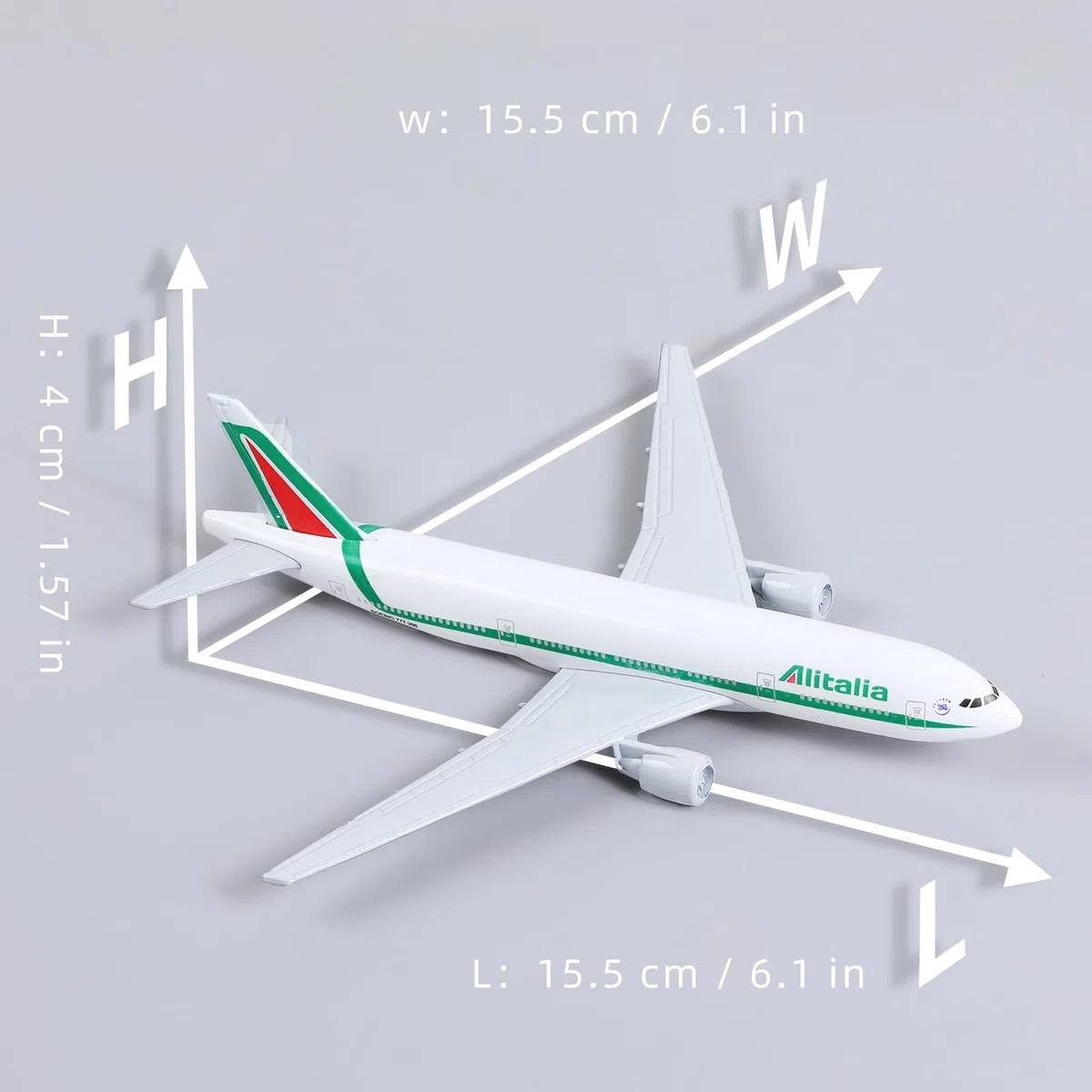 Modelo de avión Alitalia 777 de metal fundido a escala 1/400 para Boeing 777 con soporte. El kit de modelo de avión de aleación coleccionable se puede utilizar como regalo.