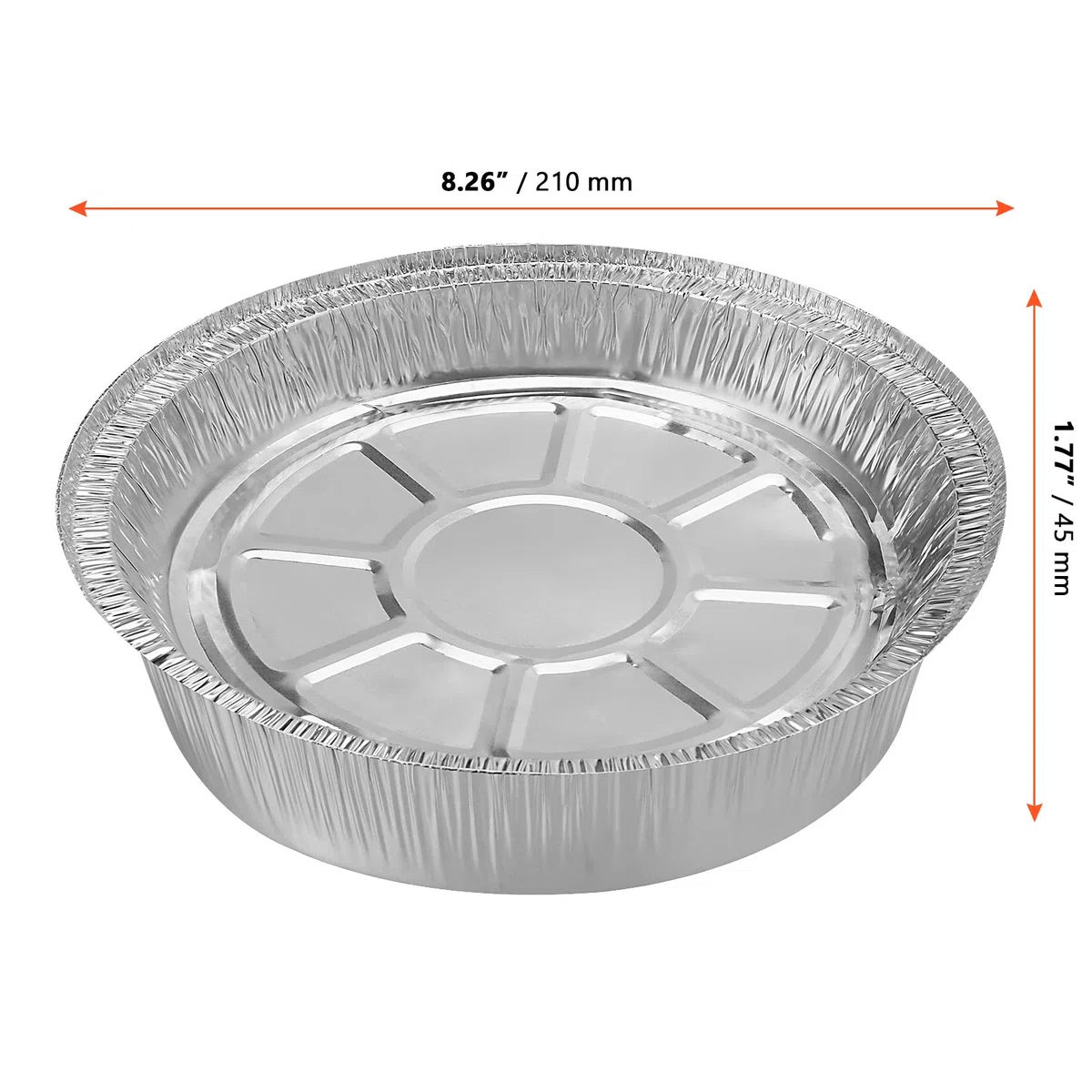 SINJEUN Paquete de 40 Bandejas Redondas de Papel de Aluminio de 8 Pulgadas Con Tapas, Para Pasteles y Flan