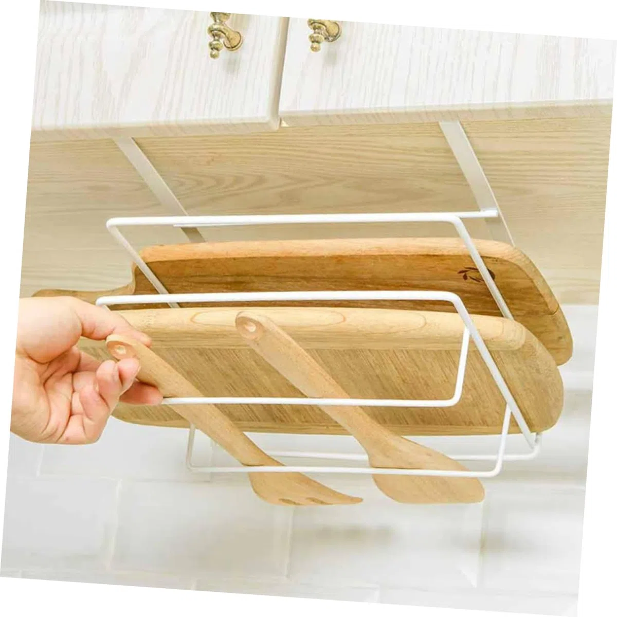 HEALLILY Estante De Pared Para Tabla De Cortar De Doble Piso Con Toallero Y Bandeja De Goteo Organizador De Cocina De Hierro Para Gabinetes Y Encimeras 10.23X8.66X5.90 Pulgadas