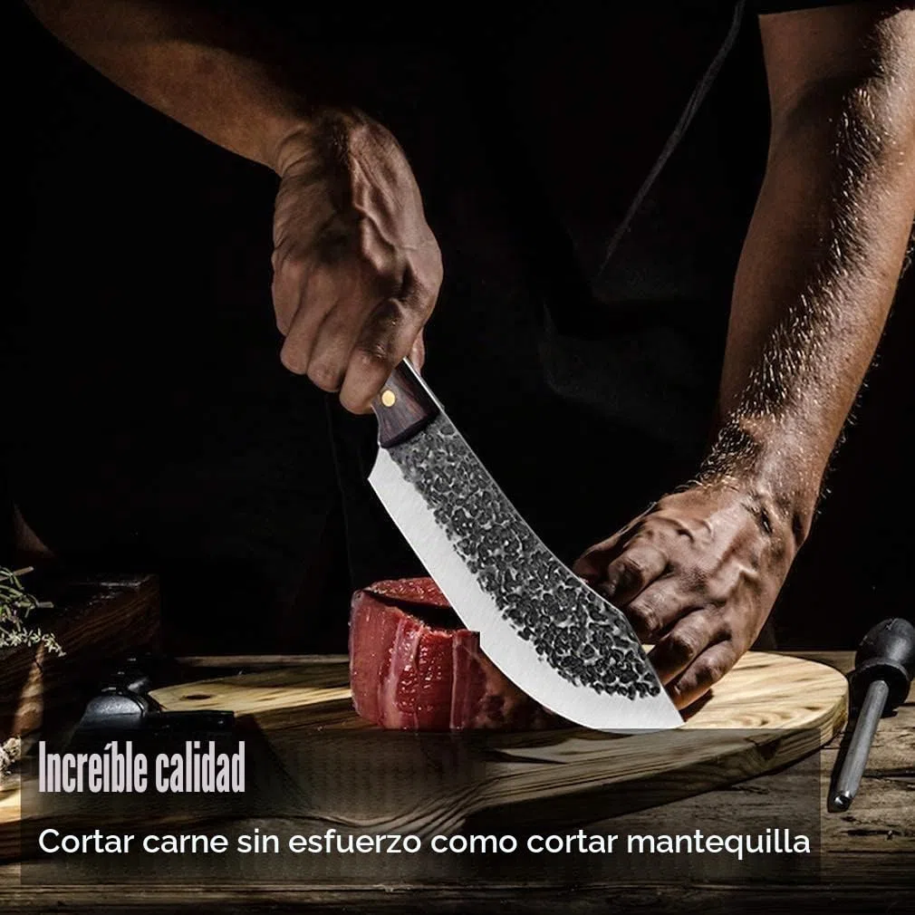Jason 30cm Cuchillo profesional de cocina para carne, Cuchillo de Damasco afilado para barbacoa, parrilla, Camping Actividades al aire libre