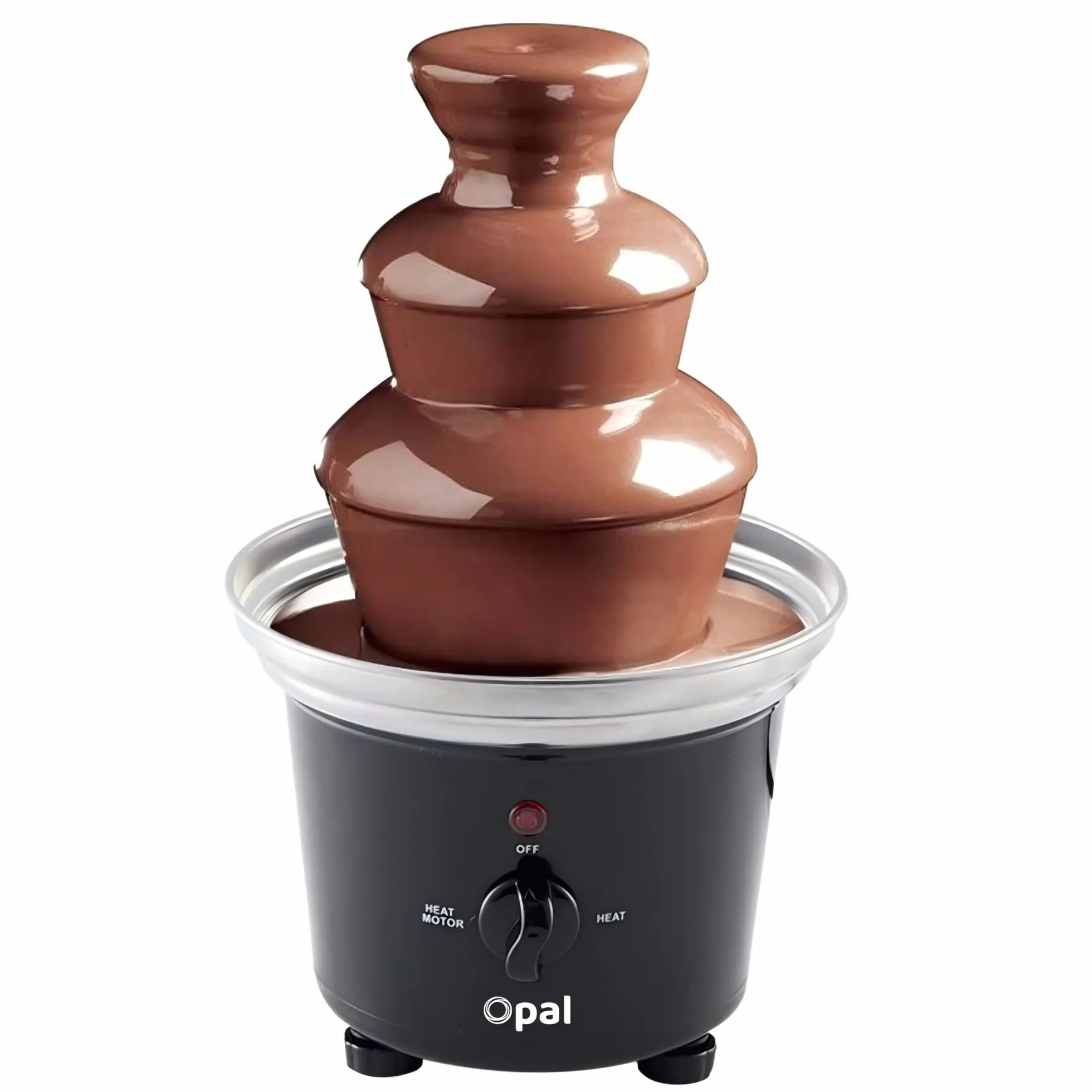 Opal Juego de fondue de fuente de chocolate de acero inoxidable de gran tamaño, 0.5L, máquina eléctrica de 3 niveles con base de olla de fusión en caliente (OCF17)
