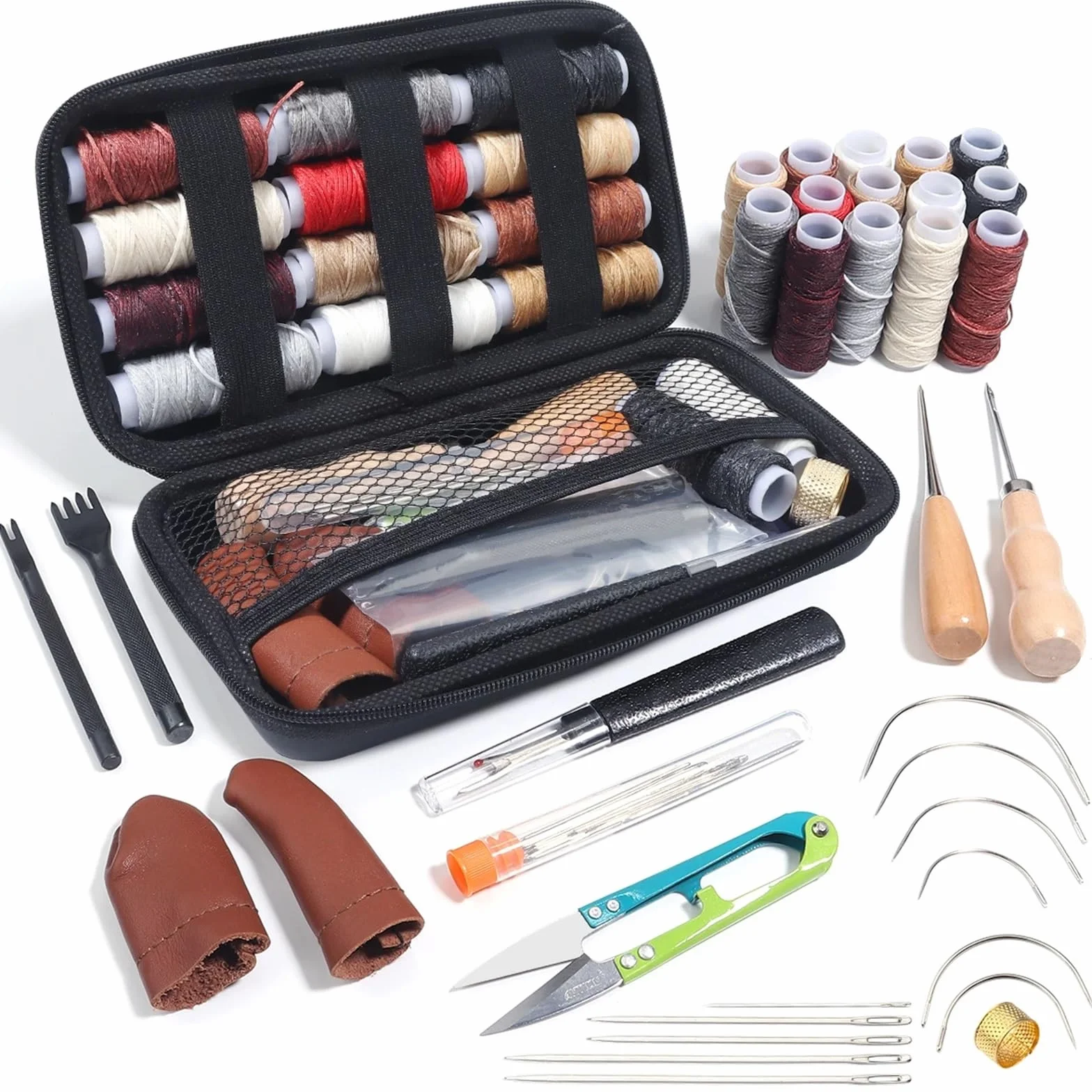 Kit de costura compacto 1 juego de kit costura multifunción con hilo color, aguja y tijeras, accesorios portátiles for el hogar(Black)