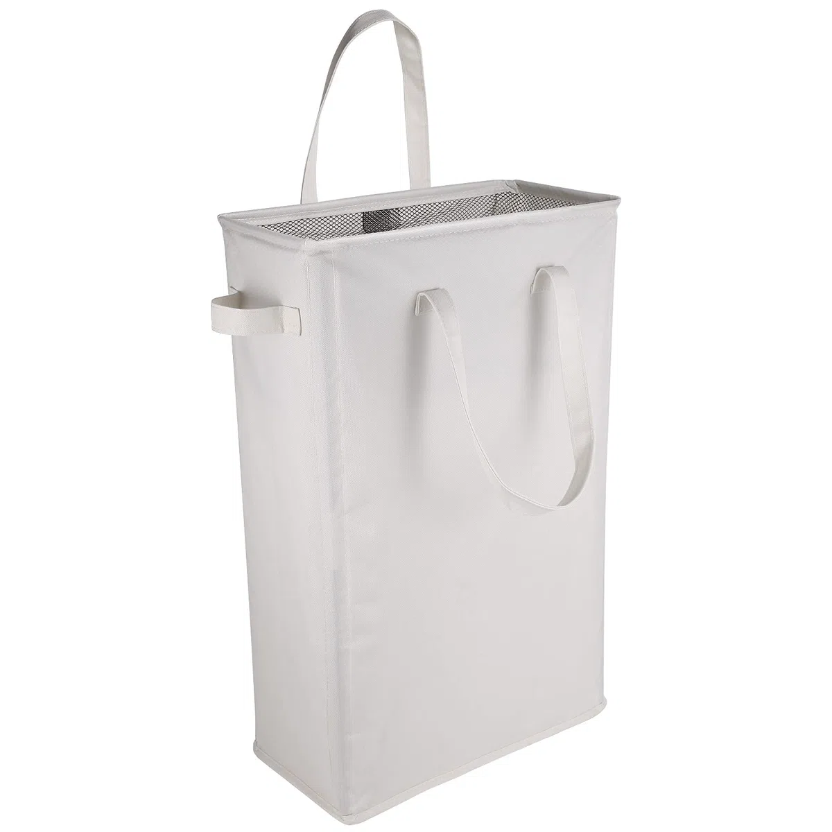45L Cesto Ropa Sucia Delgado con Asa, Cesta para la Colada Plegable Estrecho Portátil Cubo de Ropa Rectangular Cesto de Almacenamiento Impermeable Tela Oxford para Baño 39x19x60CM (Beige)