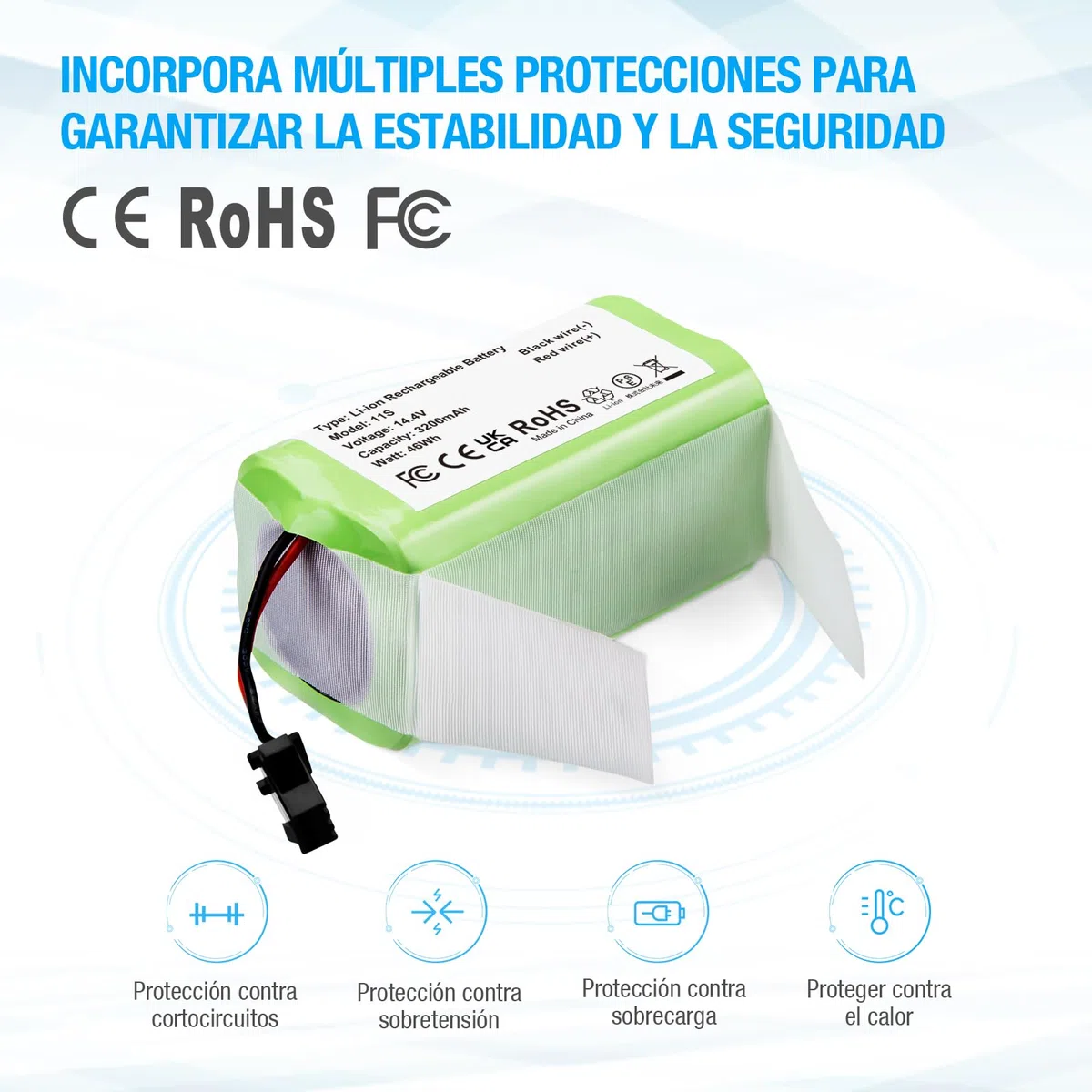 Powerextra Batería de Repuesto 14.4v 3200mAh Compatible con Conga Excellence 990 950 1090 Deebot N79S DN622 Eufy RoboVac 11 11S 11S MAX 30 15C 15T 12 35C IKOHS NETBOT S14 S15