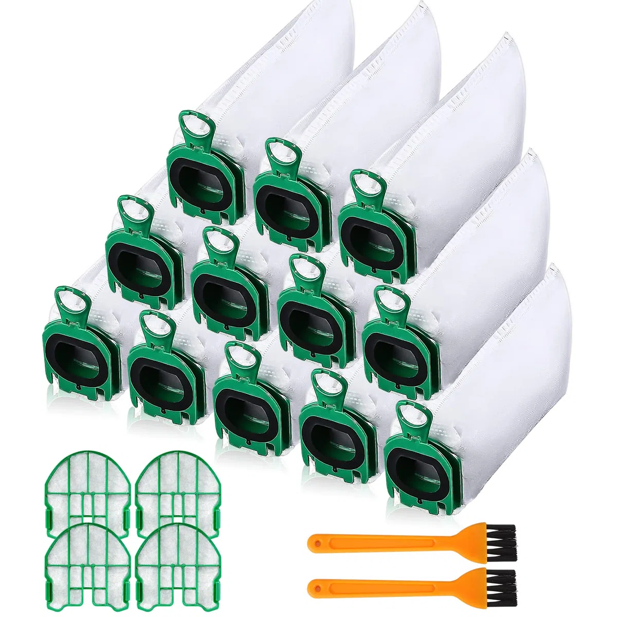 Paquete de 12 Bolsas para Vorwerk Kobold VB100 FP 100,Bolsas de Aspiradora,Bolsas Aspirador,Bolsas Eliminación con 4 Filtros de ProteccióN Del Motor, 2 Cepillar