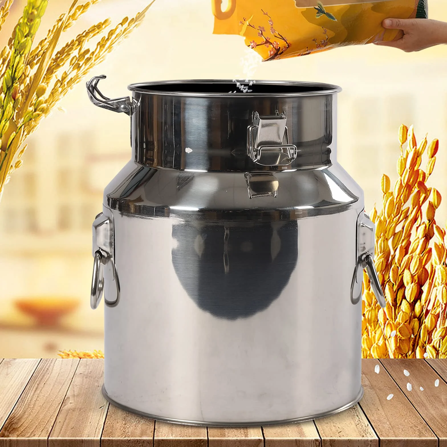 Jarra de leche de acero inoxidable 201, hermética, con 1 bolsa de transporte de vino, cubo de leche, jarra de té, bidón de té, multifuncional, con junta de silicona, resistente (14 L)