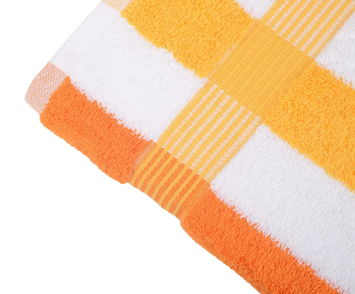 Gözze - Juego de 2 toallas de mano a rayas New York, Suaves y absorbentes, Algodón, 50 x 100 cm - Naranja/Blanco/Amarillo