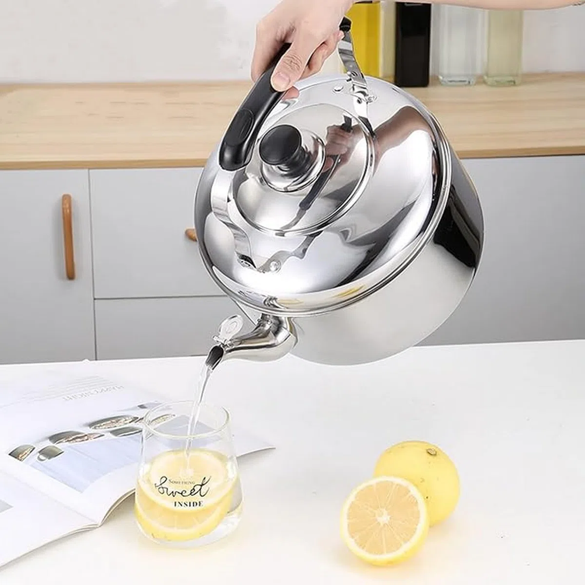 Hervidor de té silbante, 3L/4L/5L/6L/7L/8L/9L/10L acero inoxidable gran capacidad estufa de gas doméstica hervidor de gas estufa de inducción tetera universal para preparar café (6L)
