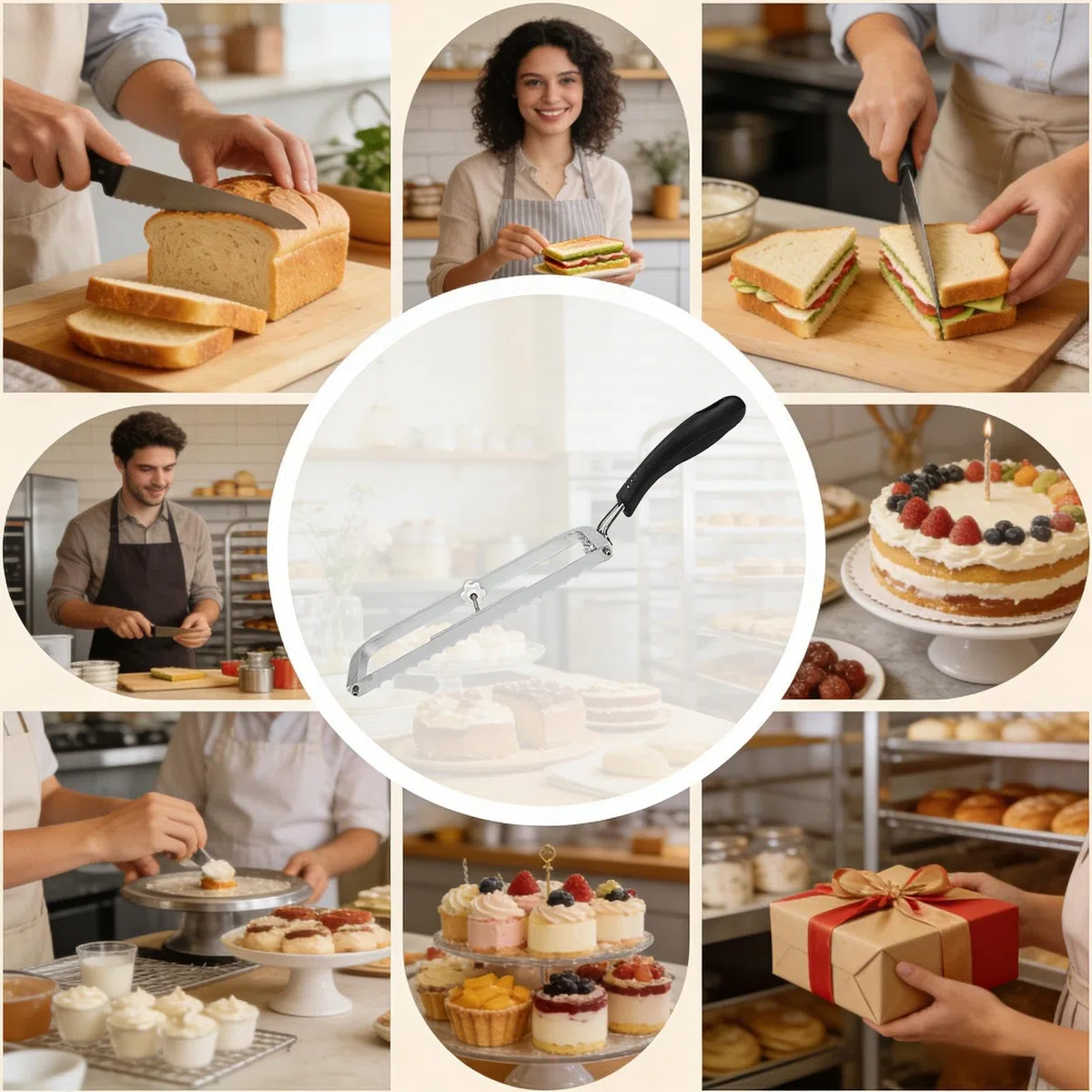 Rebanador De Pan Para Sándwich De Dentada Para Pan | Rebanador de bagels dentado Para Hogazas Pasteles Sándwiches Masas Bagels Tostadas Hogar Cocina Repostería Restaurante