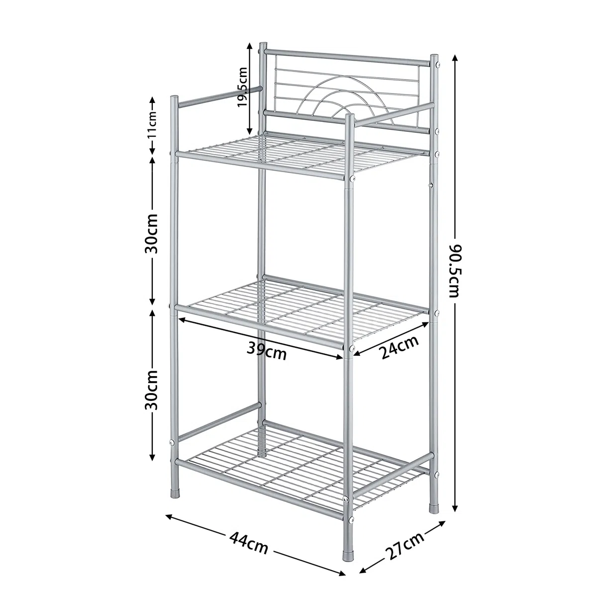 Estanteria de Baño 3 Baldas Organizador Cocina Estantes Metal Estantería de Almacenaje Estantería Cocina Estantería Metálica Toallero de Pie para Baño, Cocina, Oficina Gris