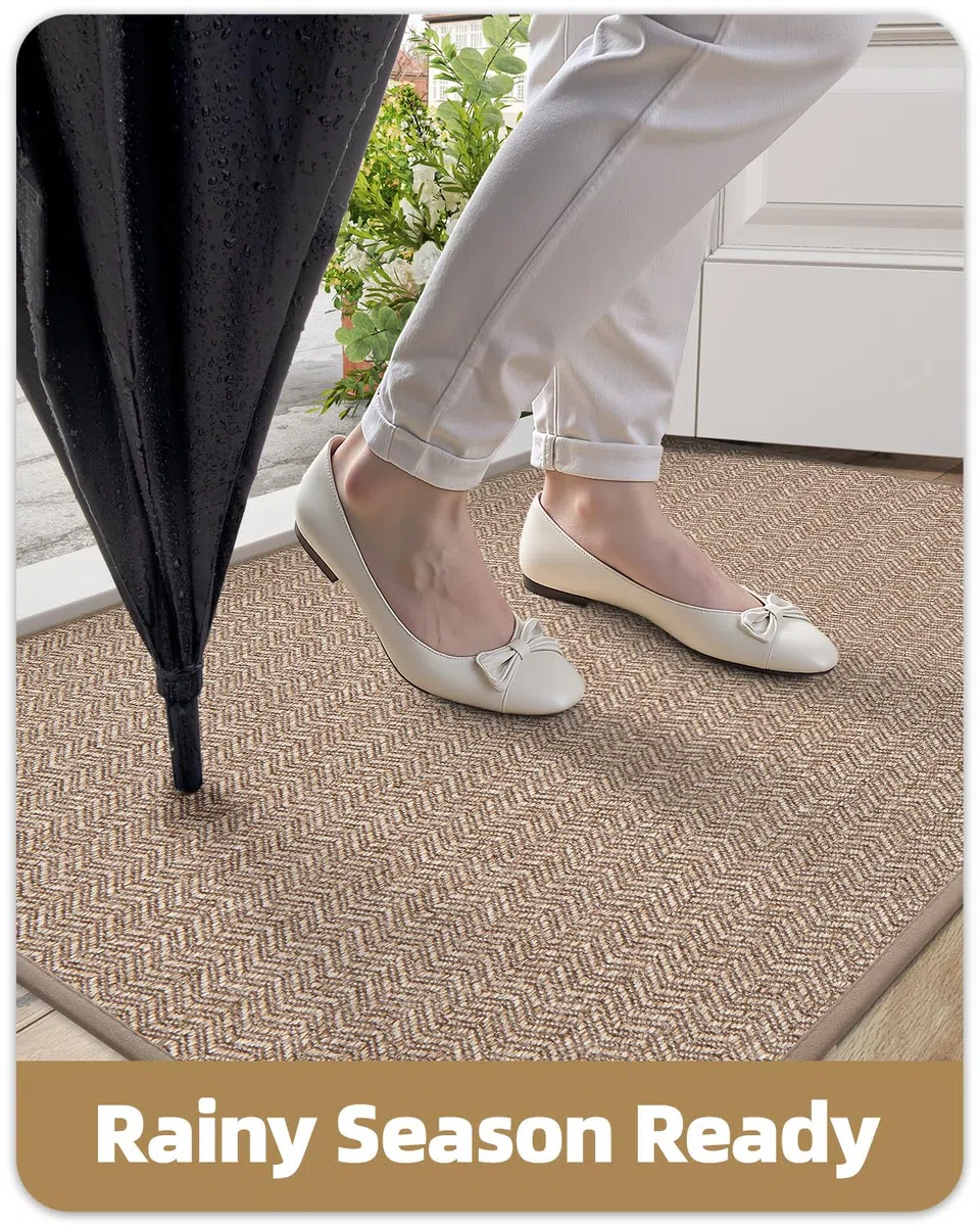 Color&Geometry Felpudo Entrada Casa 43.5 x 75 cm, Alfombra Entrada Casa Interior/Exterior Lavable Antideslizante, Tapete Entrada Absorbente Resistente a Las Manchas, Beige