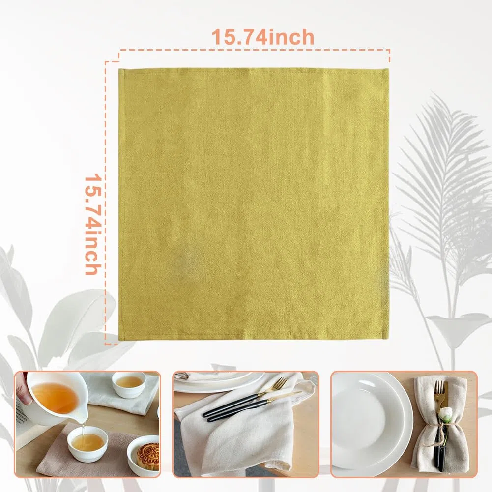 Servilletas de tela de color mostaza amarilla, paquete de 12 servilletas de 40 x 40 cm, servilletas de boda, decoración de mesa, servilletas de cumpleaños, servilletas de lino, reutilizables