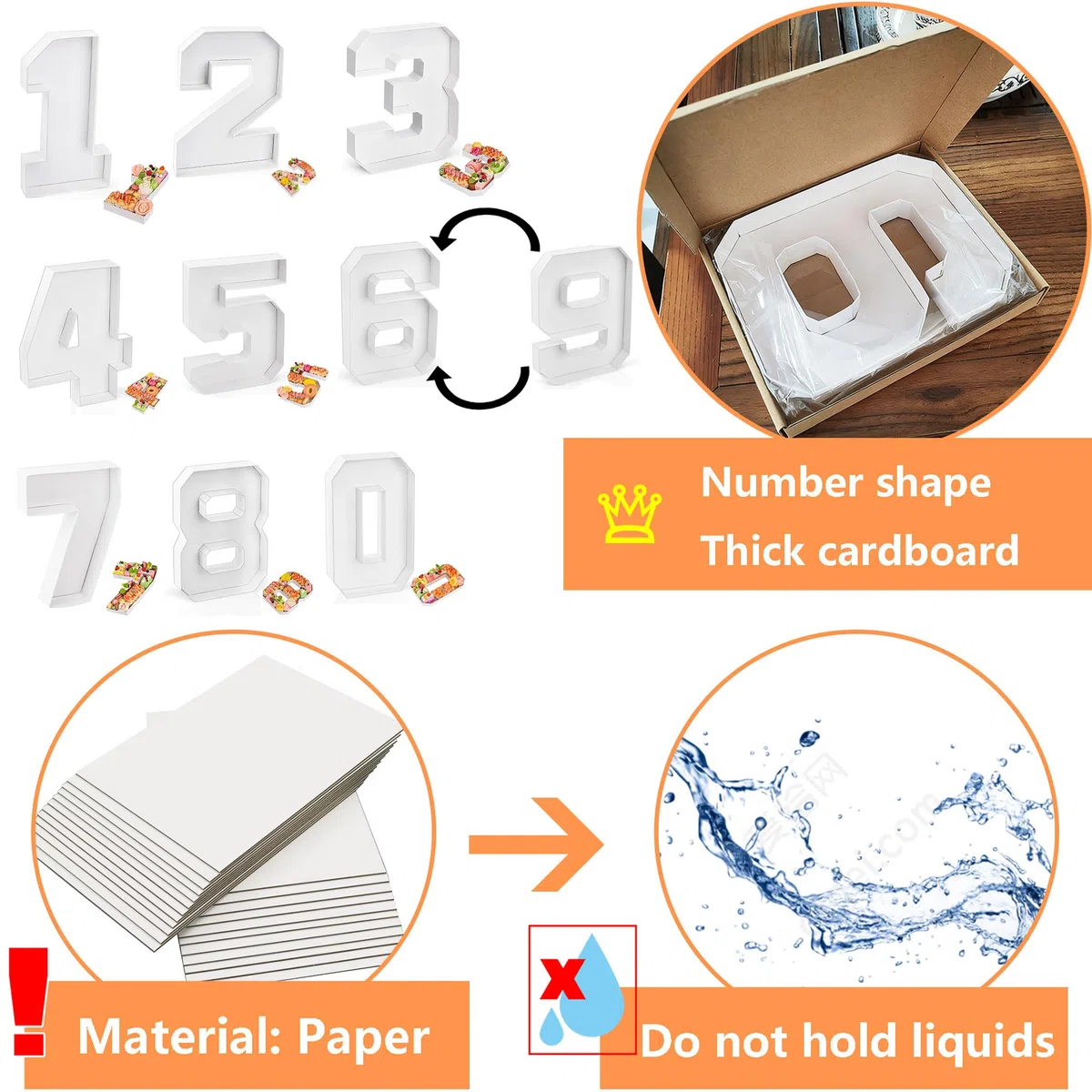 Hayaww Caja De Dulces Digitales Números De Cumpleaños Caja De Dulces Digital Mache Bandeja con Forma De Números Letras Cartón para Charcutería Números Cartón para Rellenar Cajas De Numeros Papel (2)