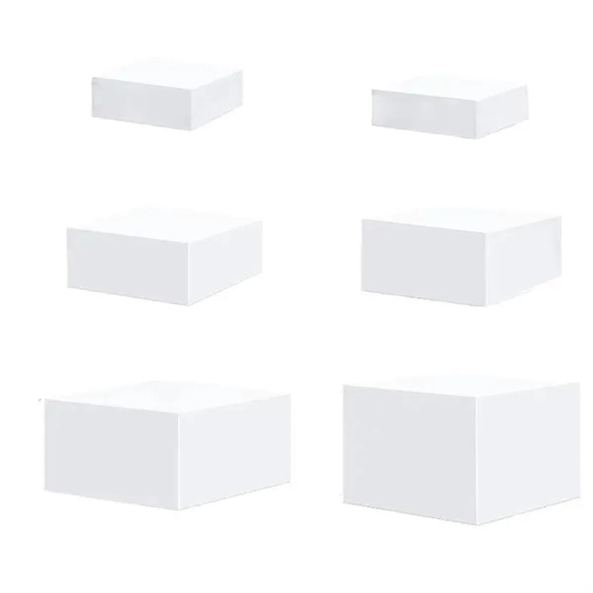 Soporte para bufé Caja de 6 elevadores exhibición for mesa buffet, soportes 5 lados anidados for joyería, artículos catering, coleccionables, cosméticos, pasteles(WHITE)
