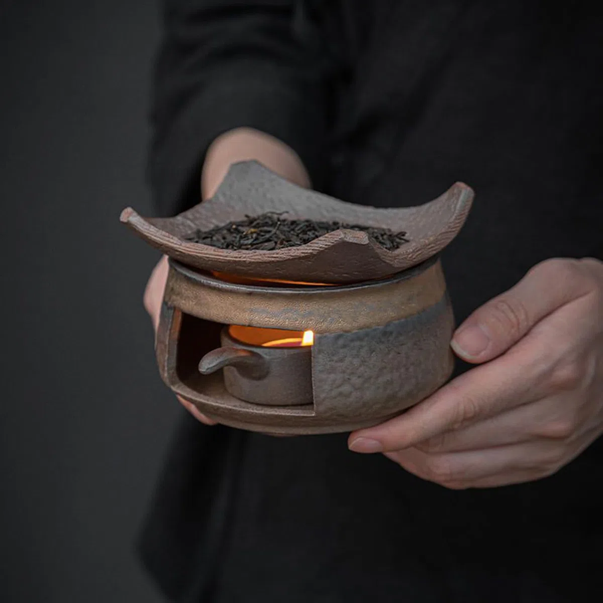 Quemador de aromático, Juego de difusor de Fragancia de cerámica, Calentador de 4.61 x 2.87 Pulgadas con Control de Calor, Soporte de aromaterapia de esmaltado, Pieza Decorativa con Estilo