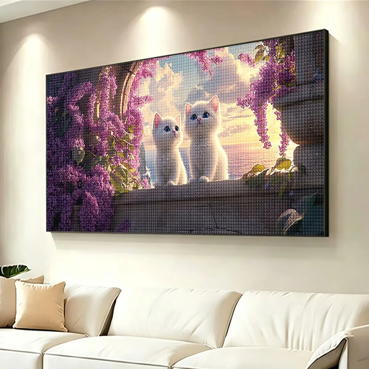 Diamond Painting Adultos Flor Pintura Diamante, Gato Diamond Painting 5D Completo, DIY Cuadrado Cristal Bordado Punto de Cruz Cuadros de Diamantes para Decoracion Hogar, Regalo Mujer 160x80cm 0J-744