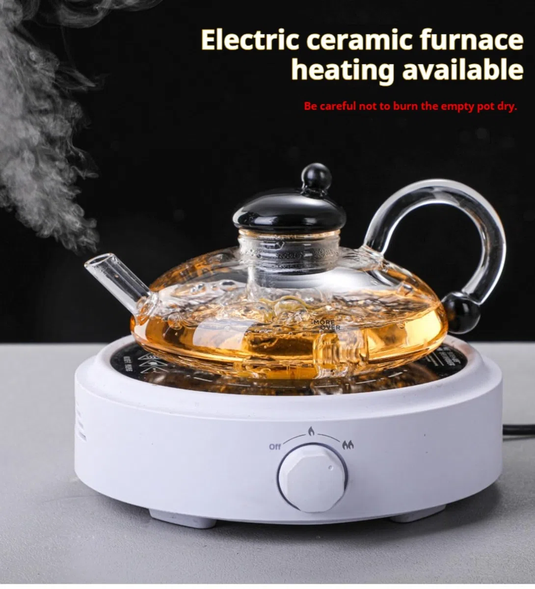 Tetera de 700 ml, juego de tetera de vidrio calentable, con infusores, para té suelto, tetera de cristal (1 olla + 2 tazas de té)