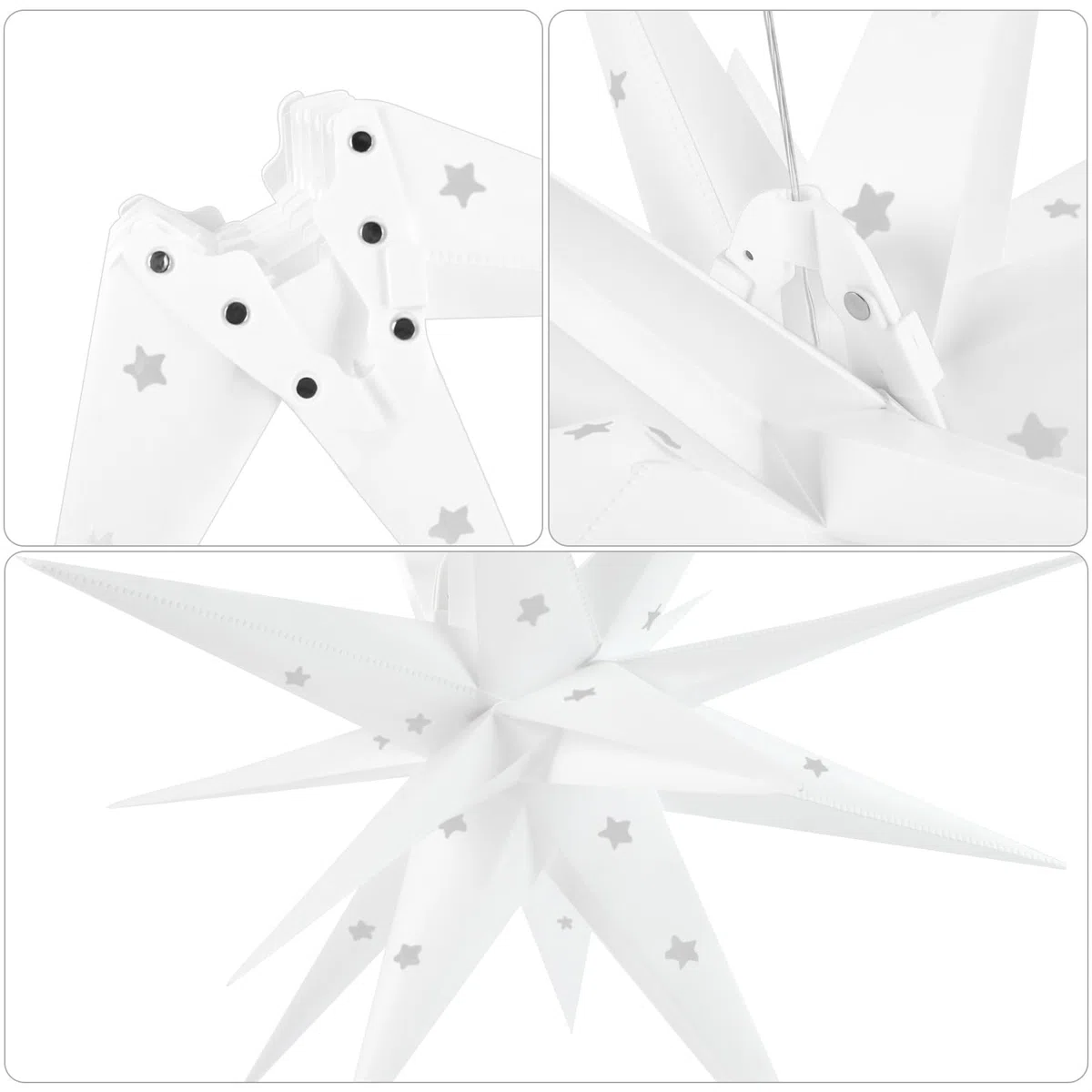 KATELUO Estrella Luminosa 3D Estrella Plegable, 45cm Estrella Iluminada con Función de Temporizado, Estrella de Arbol de Navidad, Estrella Navideña 3D para Decorar árboles de Navidad Fiesta Balcones