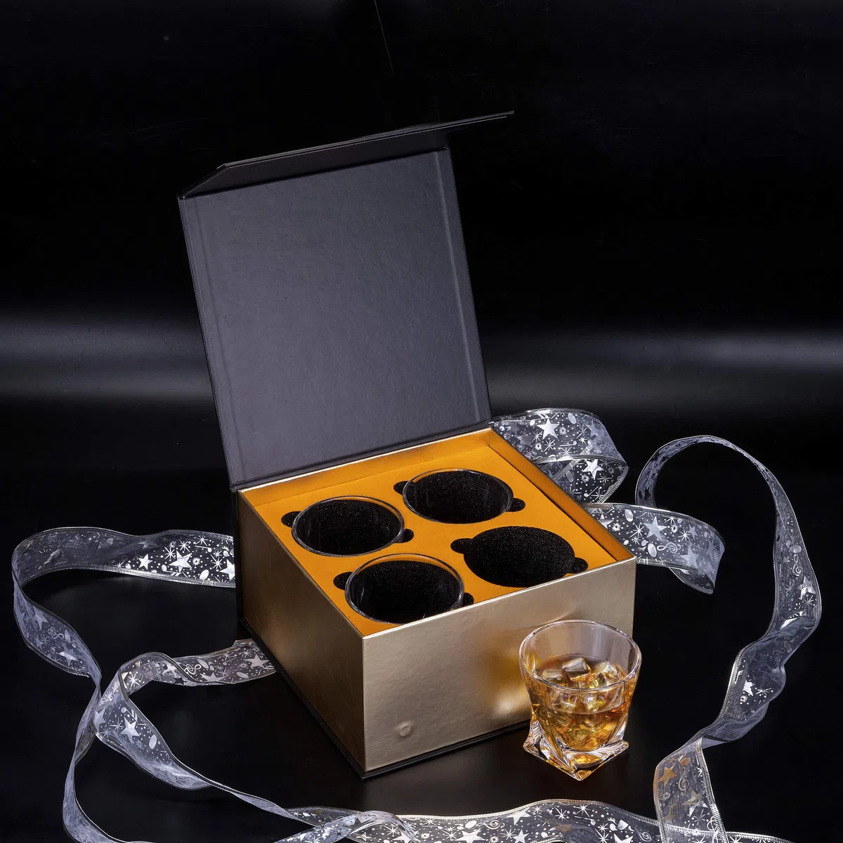 KANARS Vasos de Whisky, Copas de Whiskey Cristal para Bourbon, Scotch, Martini, Coñac, 300 ml, 4 Piezas, Caja de Regalo de Lujo