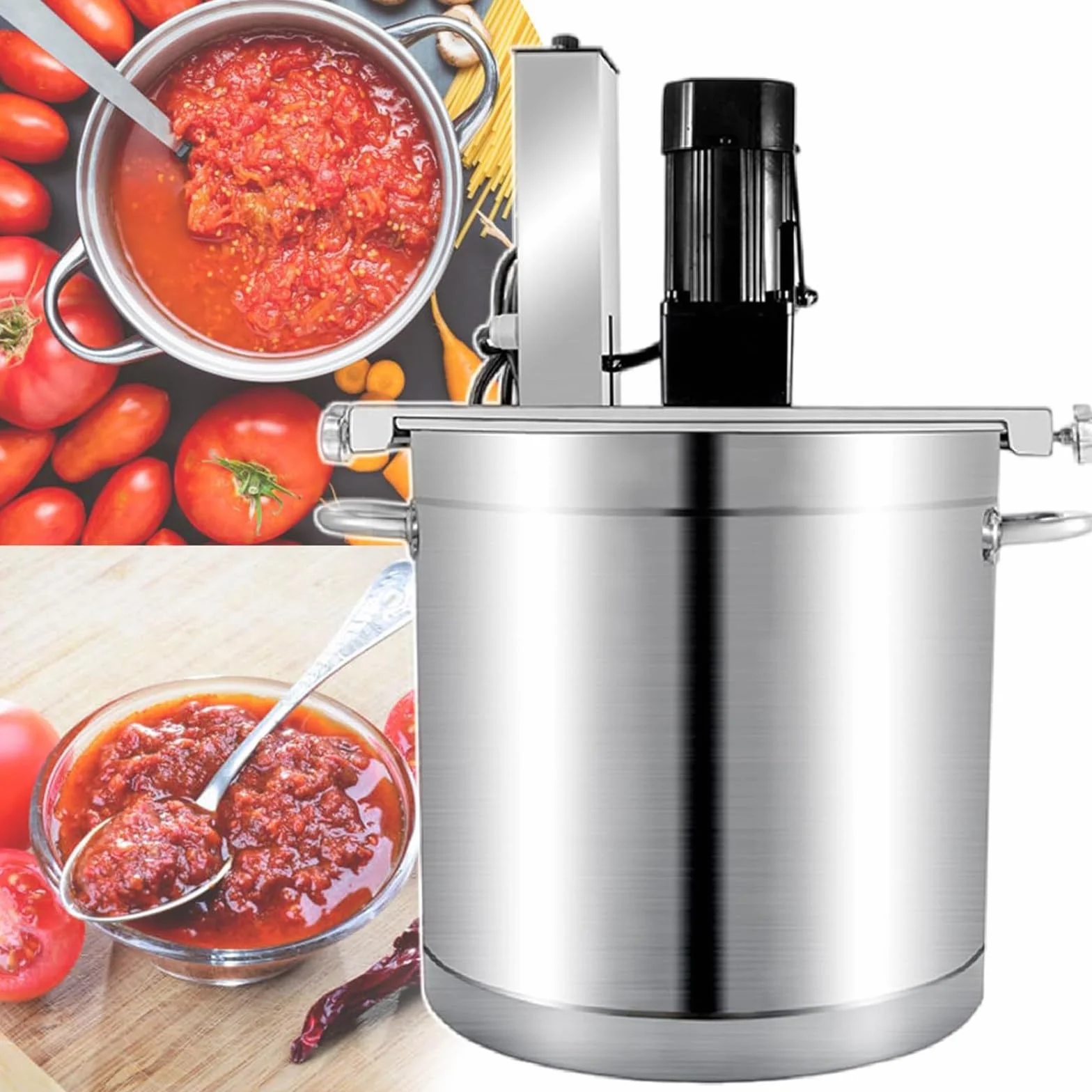 Mezclador de alimentos comercial, mezclador eléctrico de calefacción con velocidad ajustable, raspador de 4 cuchillas para cocinar y condimentar, capacidad de 20 L a 85 L, mezclador automático para
