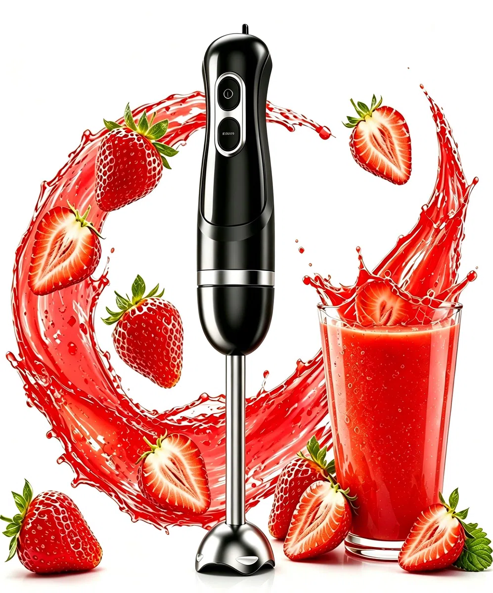 BESROY Batidora de Mano 1100W, Batidora de Inmersión Eléctrica con 2 Velocidades + Turbo, Acero Inoxidable, Apta para Lavavajillas, Batidora de Brazo para Papillas, Smoothies & Gazpacho, Negro