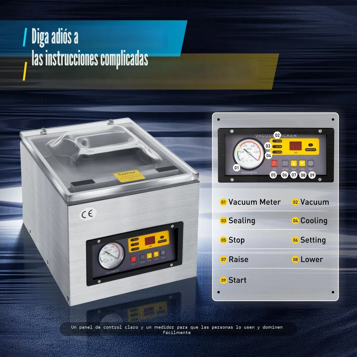 Envasadora al vacío de cámara de 220 V, 120 W, 5,5 litros/s, de acero inoxidable, para alimentos, 3 en 1, multifuncional, mesa profesional para alimentos secos y húmedos, OT-6313