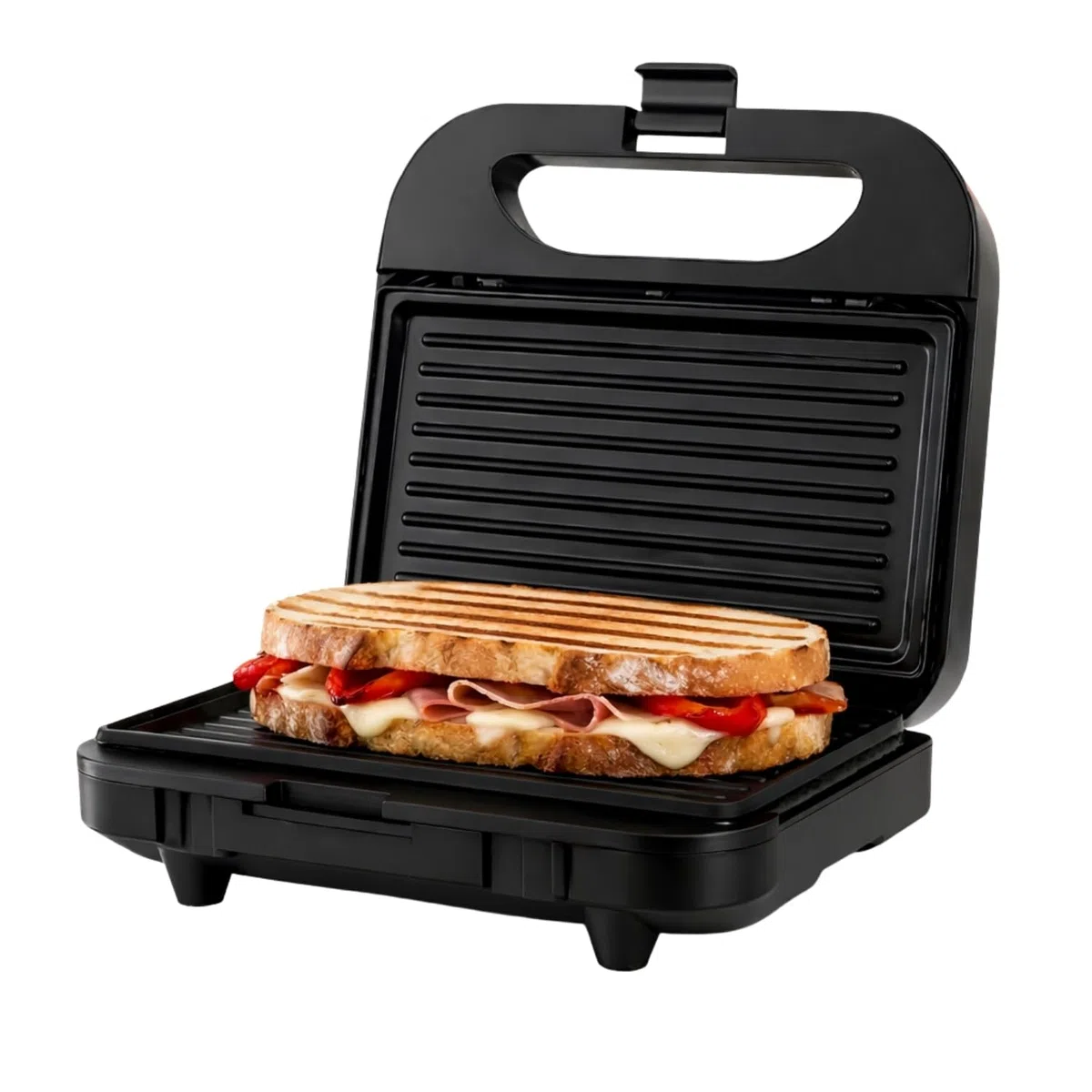 BLACK+DECKER - Sandwichera 750W, Placas Antiadherentes, Asa Fría, Compacta