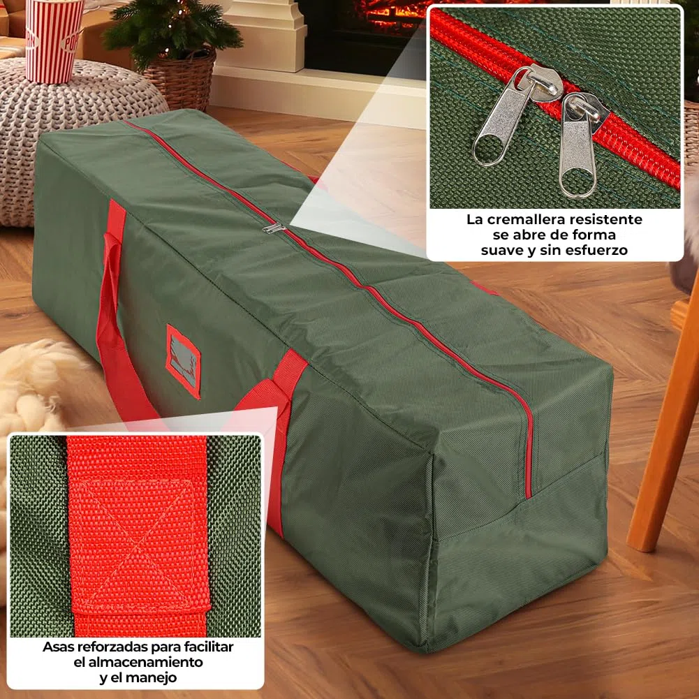 OUSFOT Bolsa para Árbol de Navidad, Bolsa Porta Árboles Impermeable de 180 cm en Tela Oxford 1680D con Asas Reforzadas y Resistentes, para Guardar Adornos Navideños
