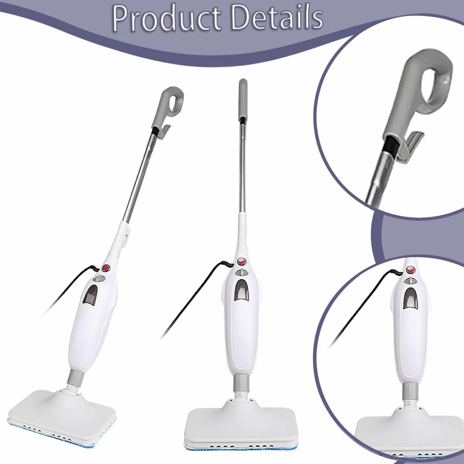 Milageto Vaporizador de Suelos Compacto Multiusos, Limpiador portátil y Ligero para Suelos de mármol, Madera, laminados y Piedra.