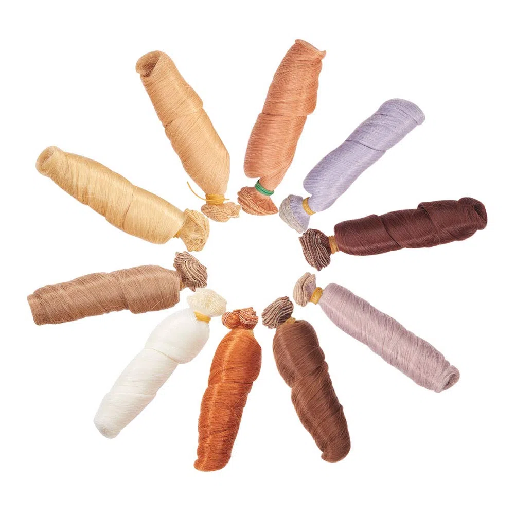 WANDIC Peluca, 10 Colores de 10 Piezas de Alambre de Alta Temperatura rizos Peluca para Artes y Manualidades, fabricación de muñecas, Disfraz de Mujer