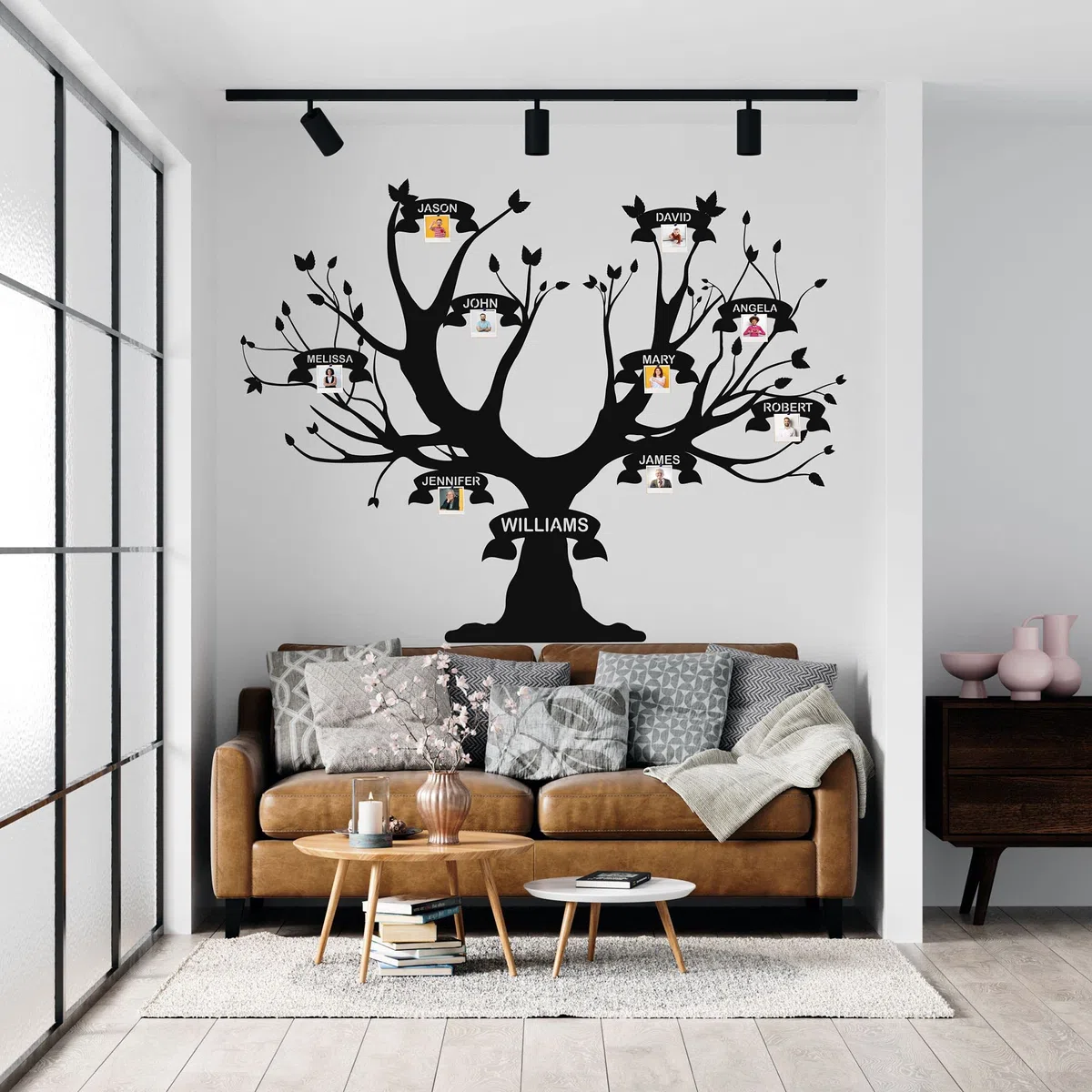 Decoración de pared de metal, álbum de árbol familiar, decoración de sala de estar, letrero de pared, arte de pared de metal, decoración de interiores, colgantes de interior y exterior (200 x 153 cm)