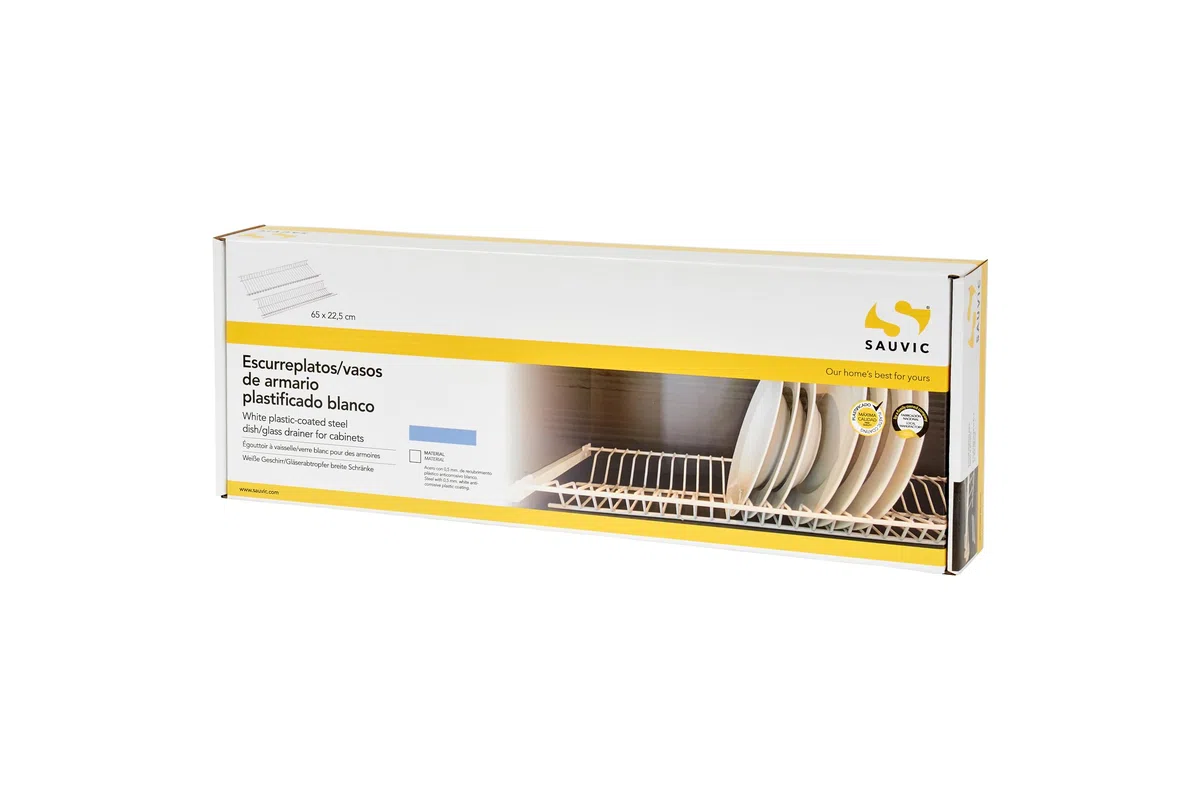 Sauvic Juego escurreplatos en Acero plastificado Blanco para armarios de 75 cm
