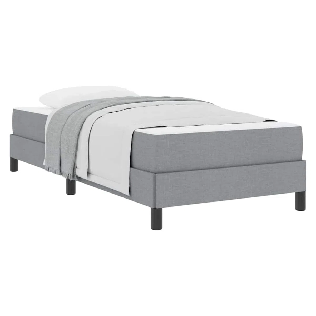 Cama con somier de diseño minimalista para dormitorios modernos - Estructura de madera y tela transpirable - 193 x 90 x 45 cm - Para descanso individual y de pareja
