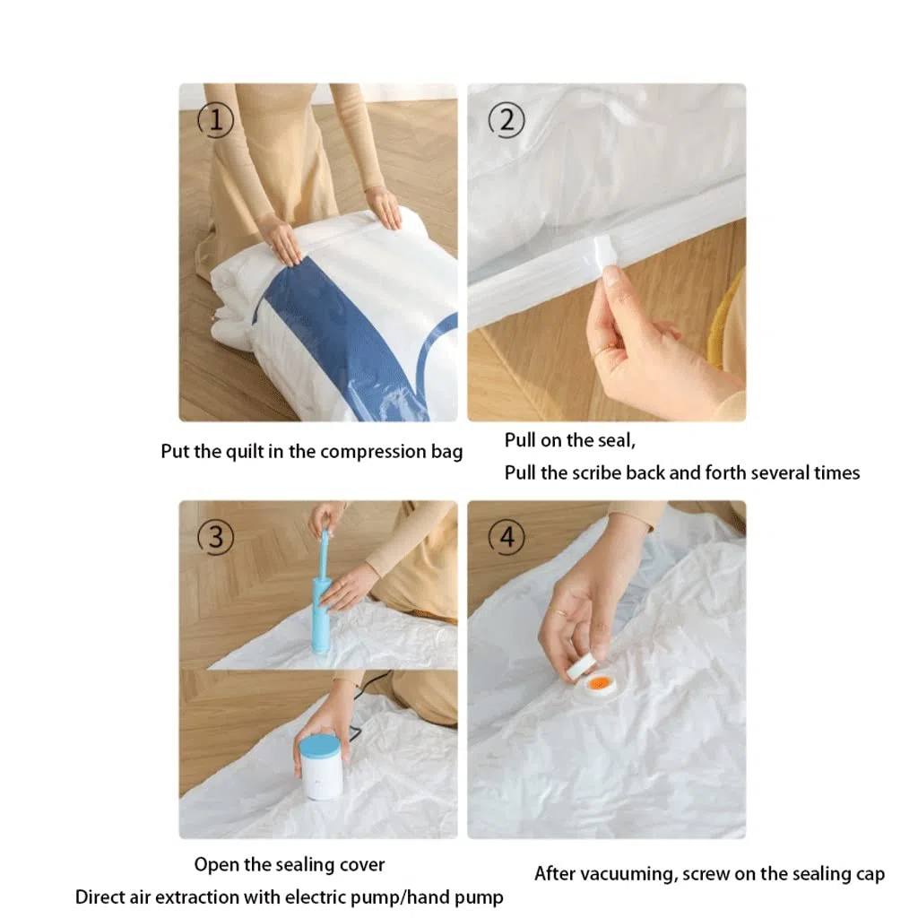 Bolsas de almacenamiento al vacío Bolsa de compresión al vacío Bolsas reutilizables para ahorrar espacio para ropa, colchones, mantas 80% más de almacenamiento con bomba eléctrica Bolsas de compr