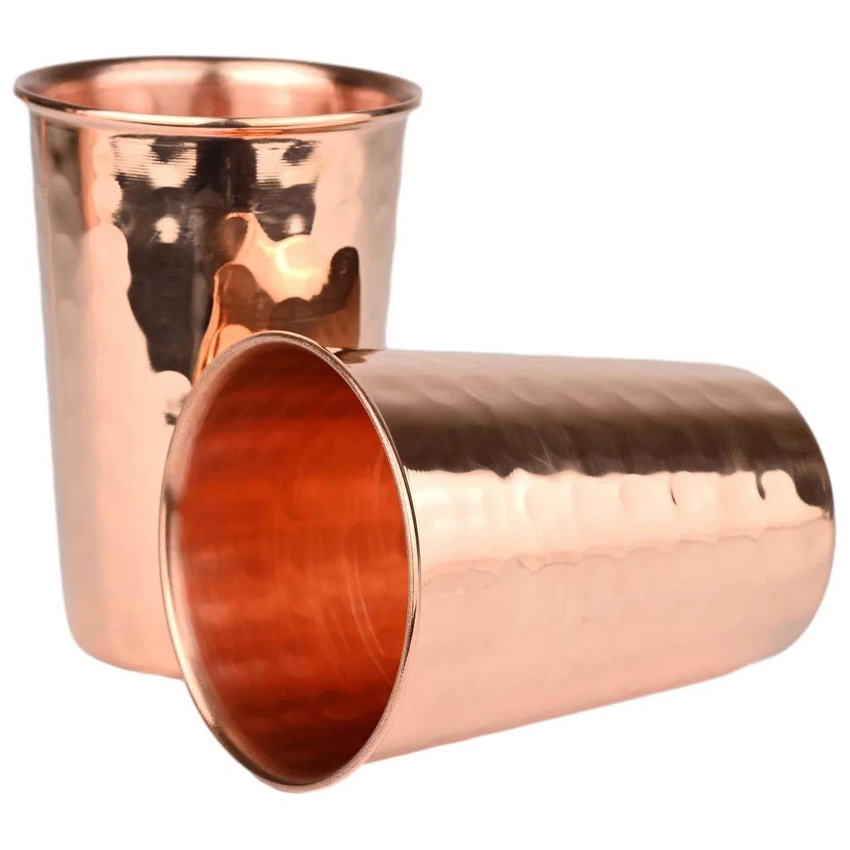 ANCIENTIMPEX Juego de 2 vasos de cobre puro, vasos martillados de 300 ml, vasos ayurvédicos hechos a mano para beneficios para la salud, vasos de agua para uso doméstico y de oficina