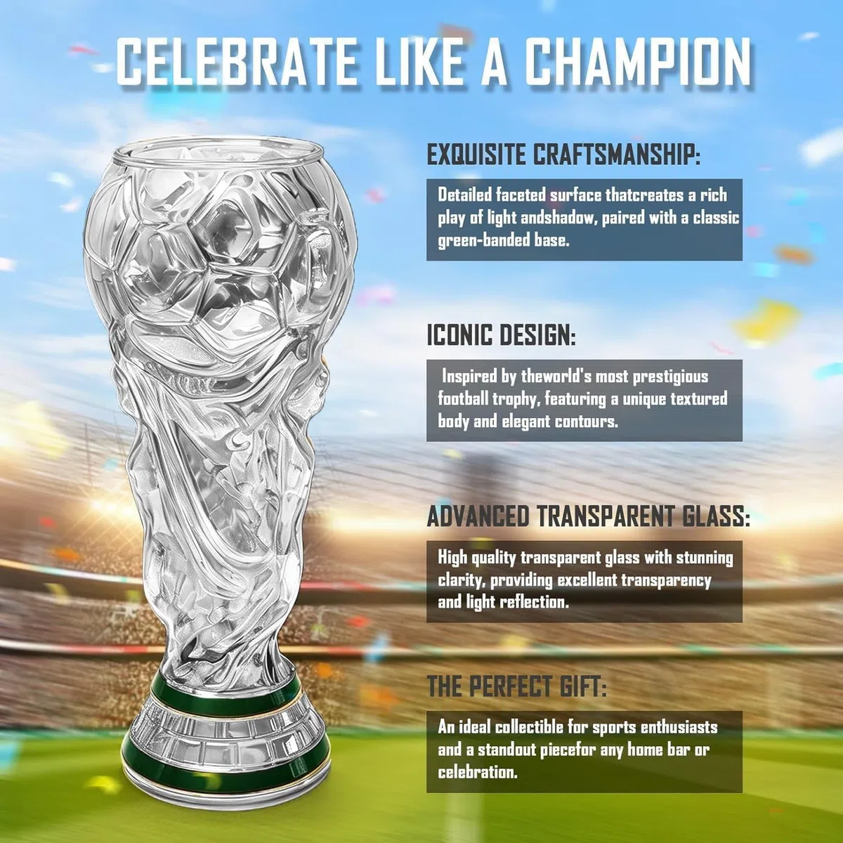 SpirWoRchlan Copa Mundial Trophy, Vasos Cerveza para La Copa Mundial de FúTbol 2026, 500ml Jarra de Cerveza, Regalos para Hombres Aficionados Al FúTbol (2 piezas B)