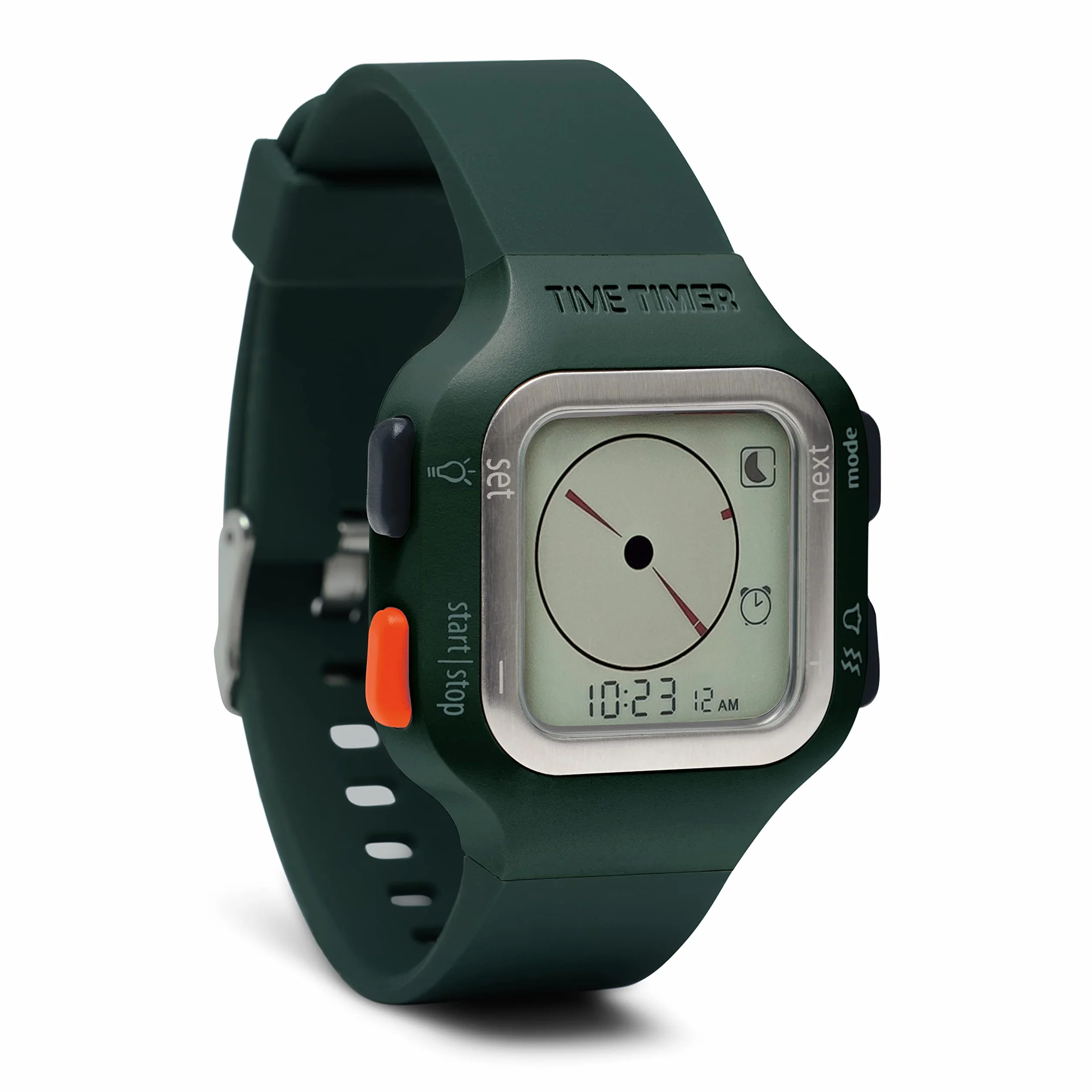 TIME TIMER Reloj — Temporizador de Cuenta Regresiva analógico y Digital Visual de 12 o 24h - para productividad, Aprendizaje, exámenes y Seguimiento de Ejercicios (Verde secuoya, Grande)