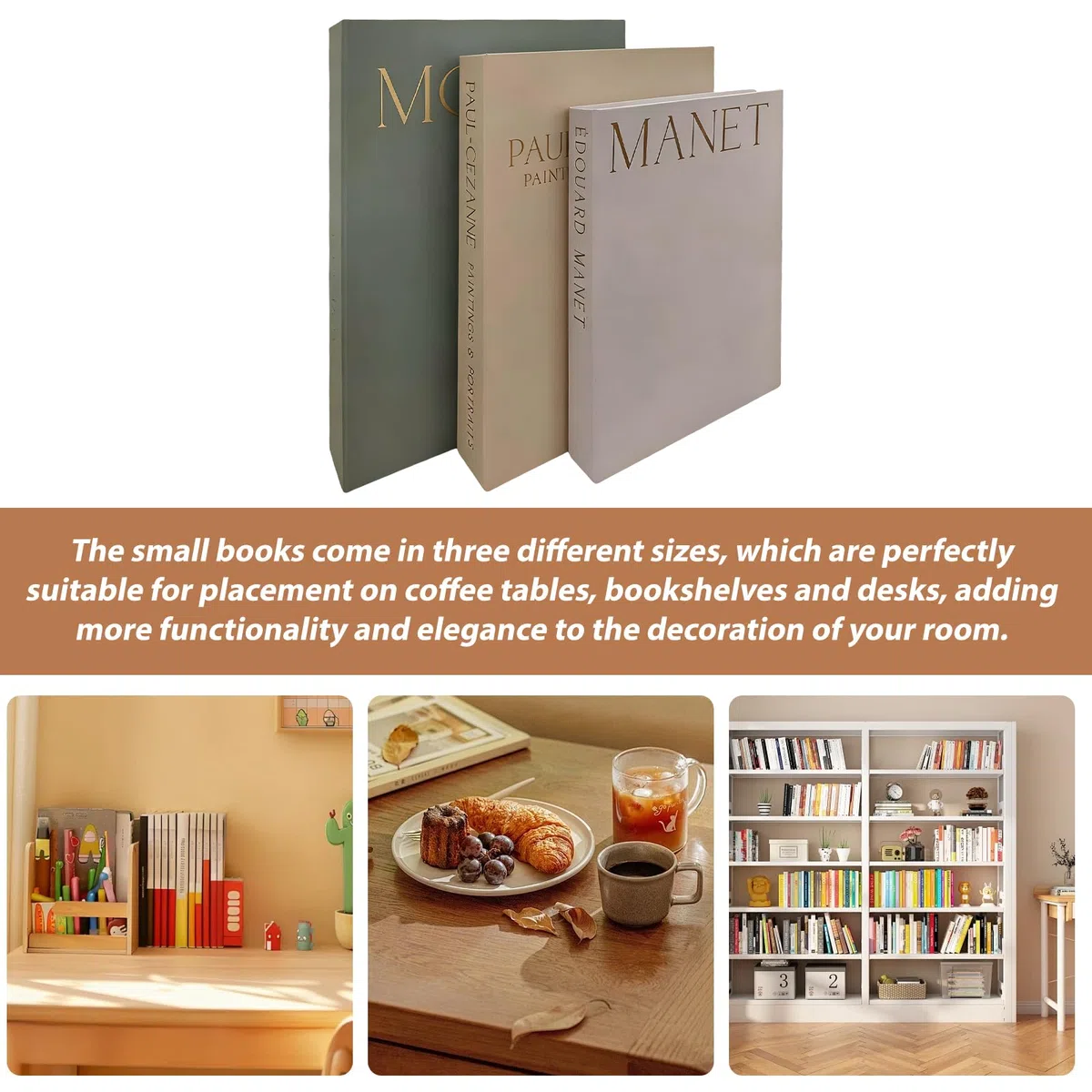 Libros decorativos para decoración del hogar: juego de 3 piezas de lino con cierre magnético para libros decorativos, elegante caja de libros, libros falsos, almacenamiento y decoración para