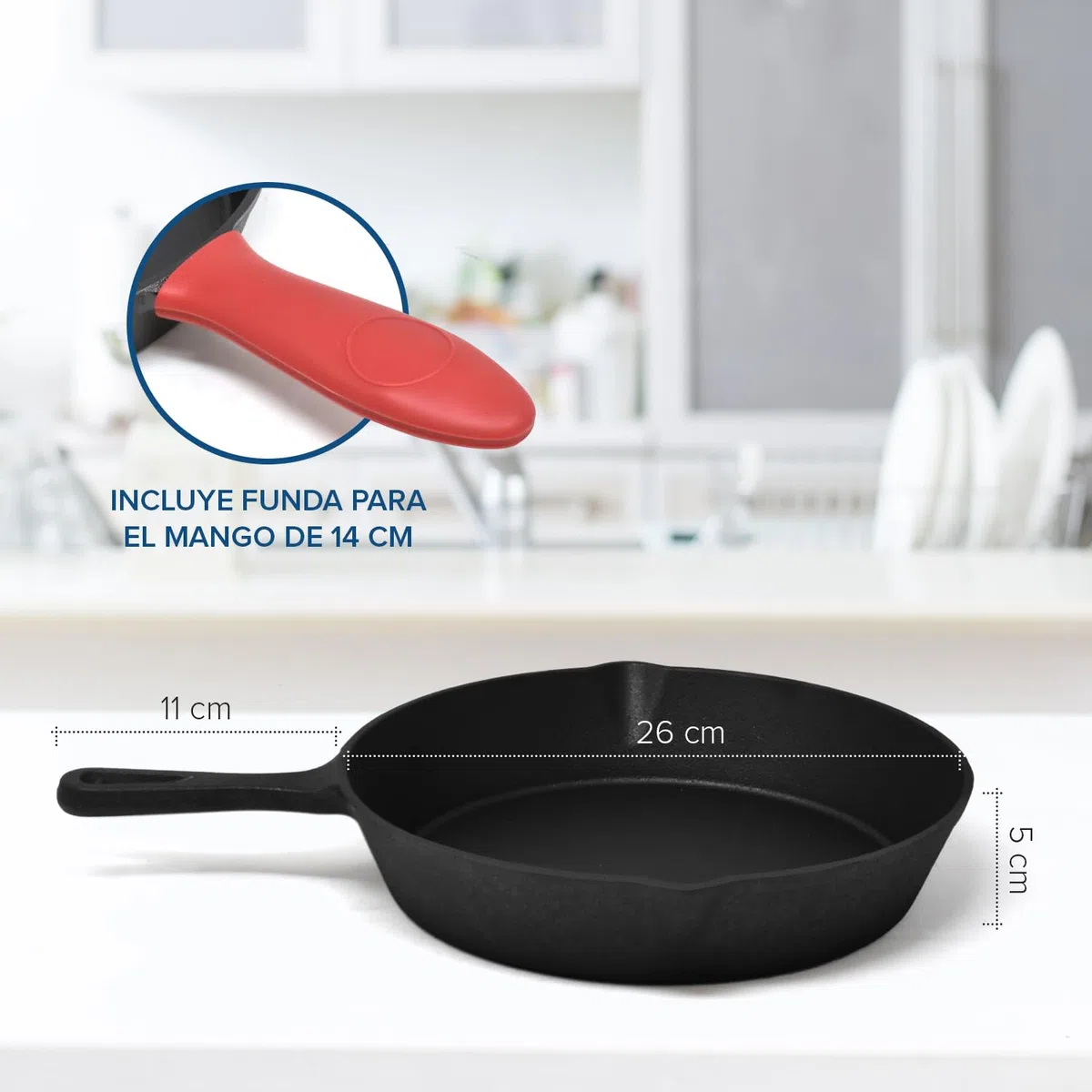 Joejis Sartén de Hierro Fundido - 25cm Sartén antiadherente para inducción Horno Plancha Gas