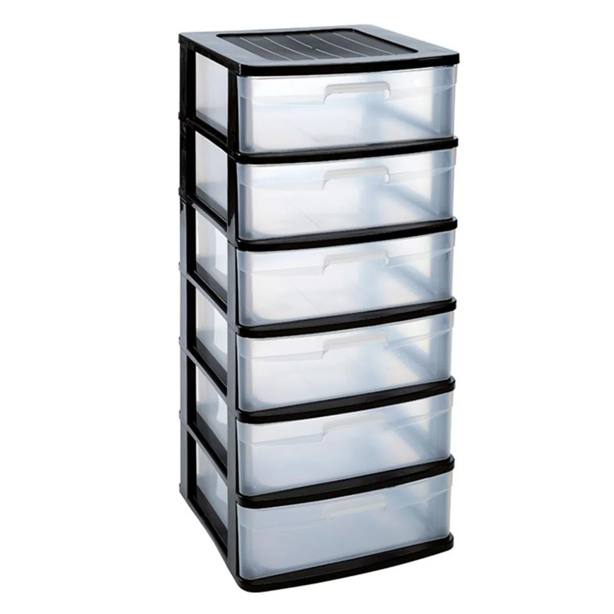 Acan Tradineur - Cajonera de almacenaje Sena, 6 cajones opacos, plástico, torre de ordenación multiusos, hogar, 96,5 x 40 x 39 cm, negro
