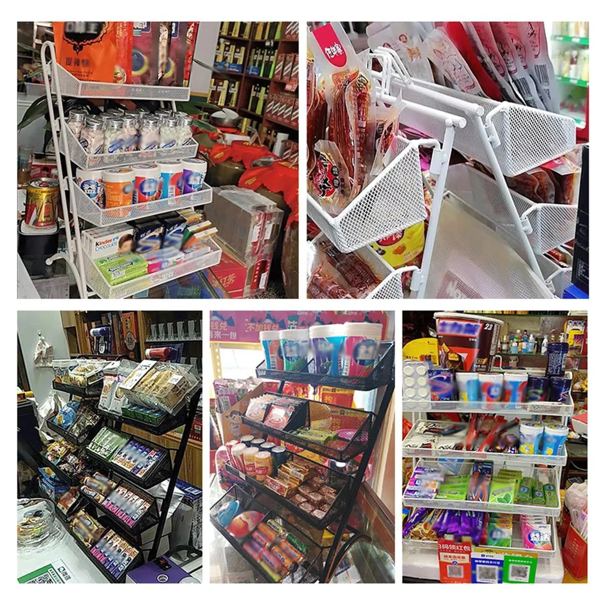 Estante para aperitivos Estante de Supermercado de 4 Niveles para Escritorio, Estante para especias/ Organizador de mostrador para restaurante/ farmacia, Expositor de Dulces para Galletas/ Cigarrillos