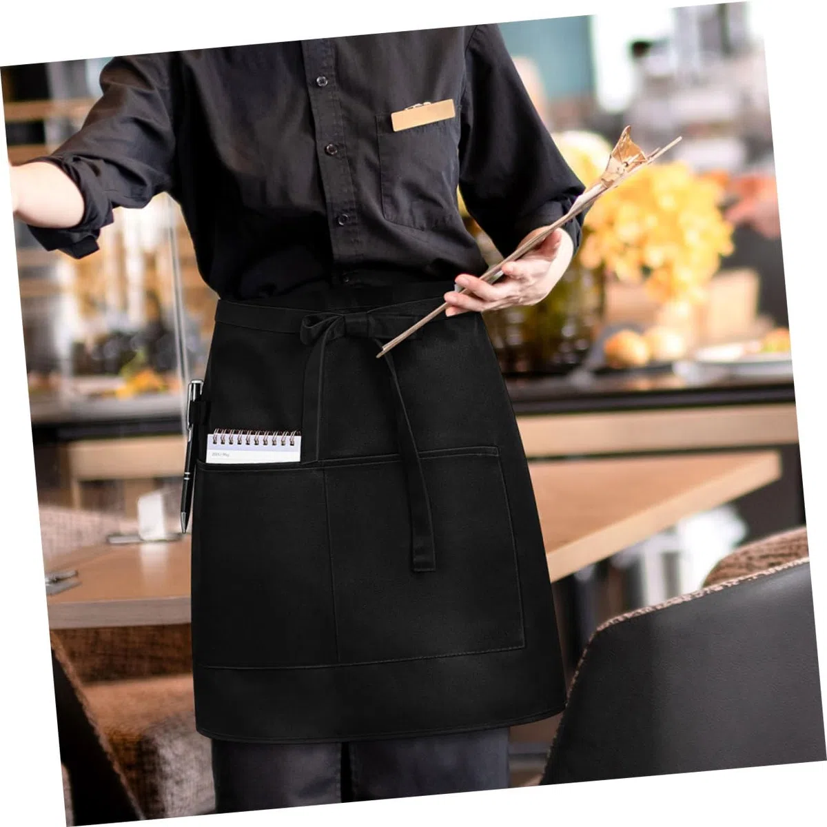 Cabilock 5piezas Delantal de Servicio con Bolsillos para Teterías y Cafeterías Unidades Delantal Corto para Hombre y Mujer