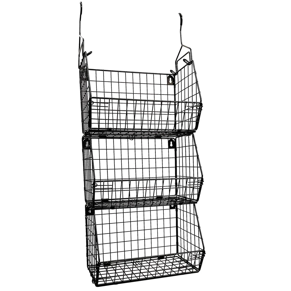 Cestas de alambre plegables colgantes de 3 niveles, organizador de armario, estantes de ropa, estante de encimera, contenedor de montaje en pared, cesta de almacenamiento de alambre para ropa, bolsos