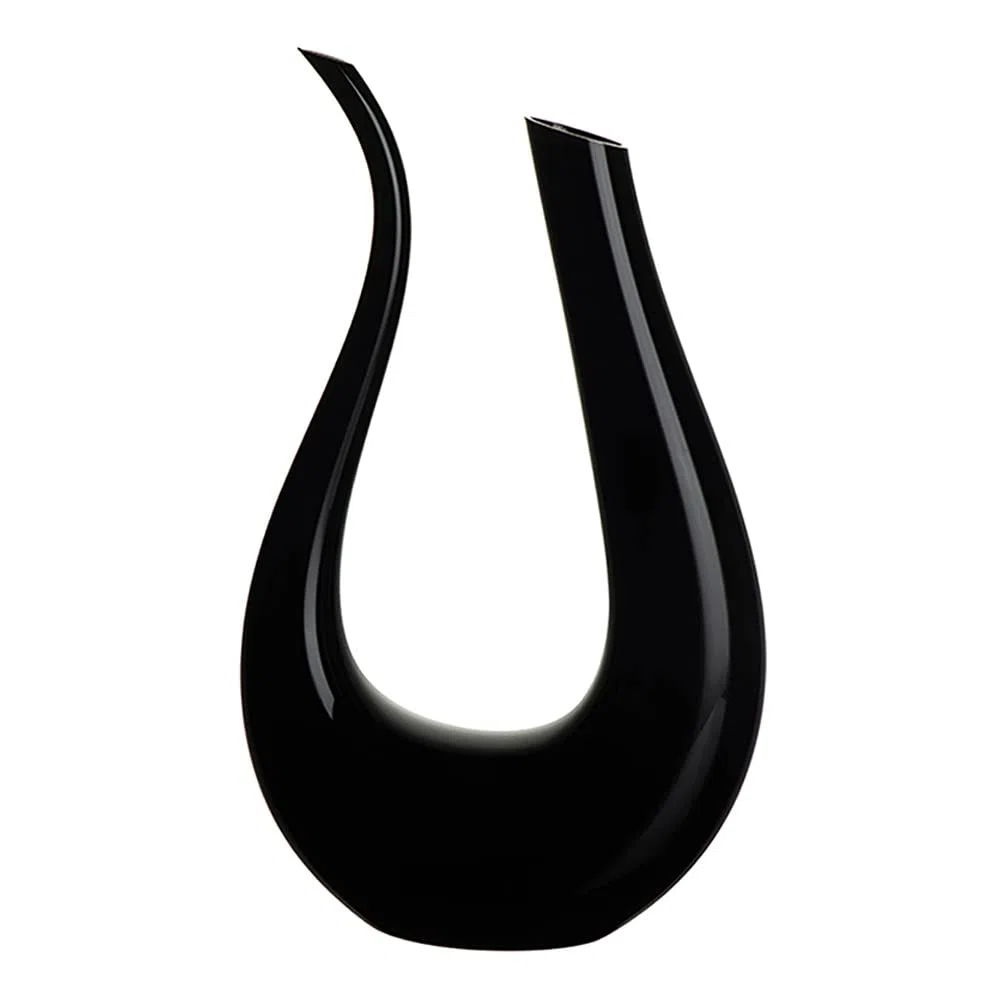 STARRY G Decantador de vino tinto, jarra de decantador de vino, Decantador de degustación ciega para vino, Decantador negro sólido, Decantador en forma de arpa en U, Decantador de cristal sin plomo