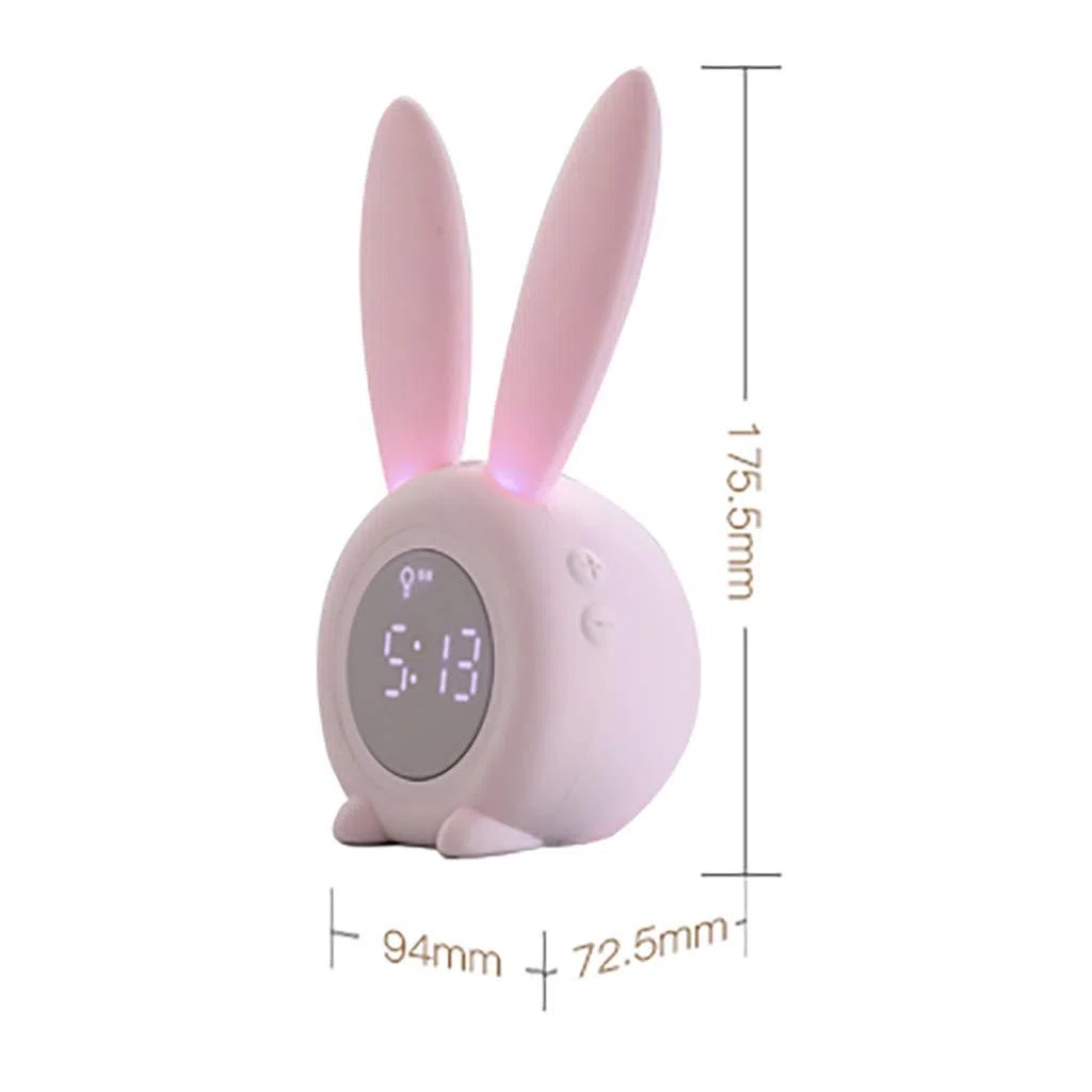 FBGood - Reloj Despertador de luz con diseño de Conejo, lámpara de Noche y luz Nocturna, lámpara de Reloj electrónico de Banda con Dibujo Creativo Digital