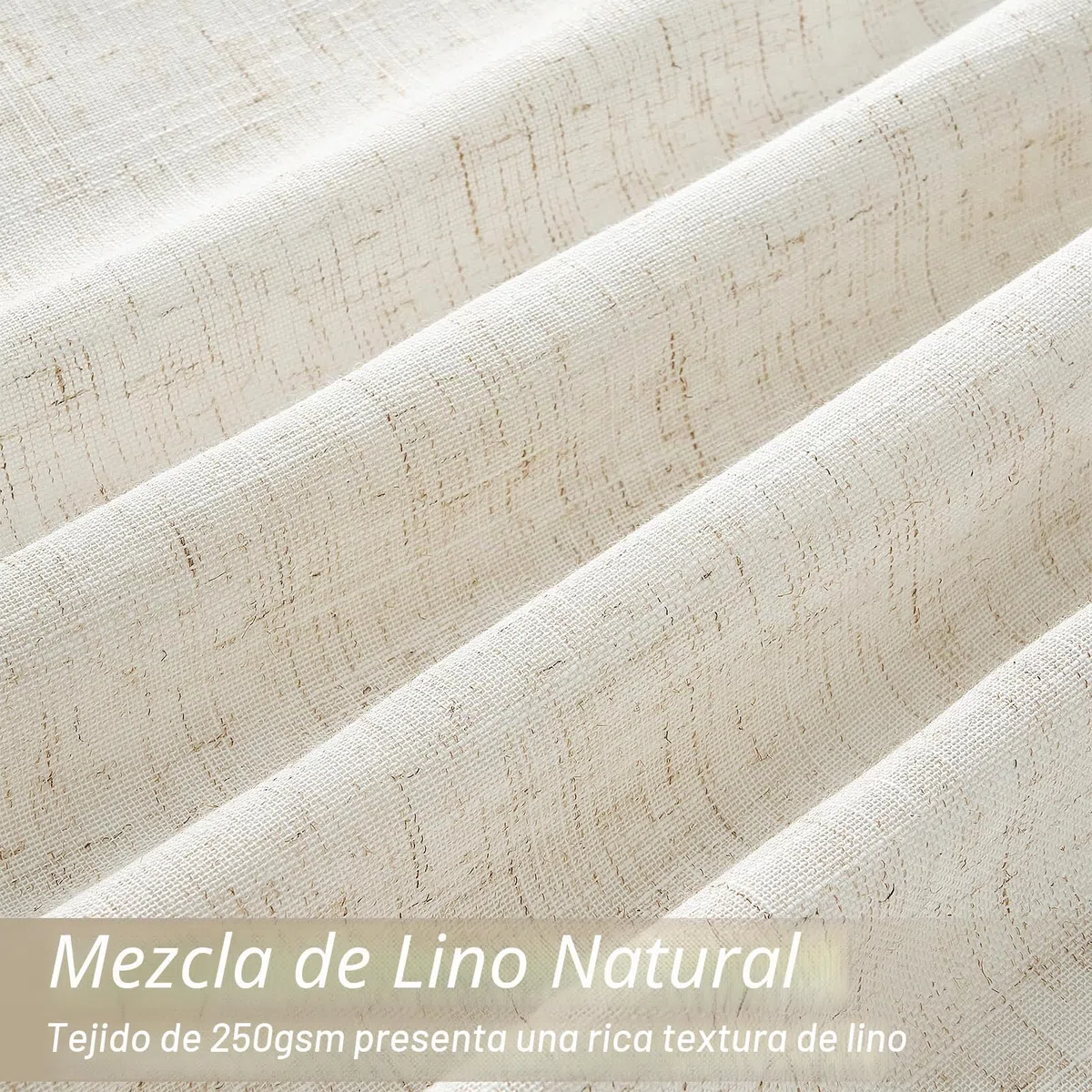 Topfinel Cortinas Salon Modernas 2 Piezas Cortina Dormitorio Visillo Lino para Infantiles Habitacion de Raya Gasa Suave Translucidas Boho Cortinas con Ojales Decorativas Lino Natural 140x245cm