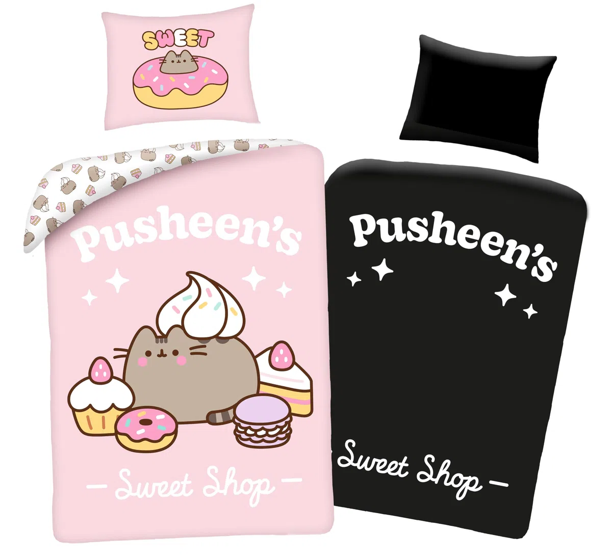 Pusheen Juego de ropa de cama luminoso en la oscuridad, 140 x 200 cm, 100% algodón