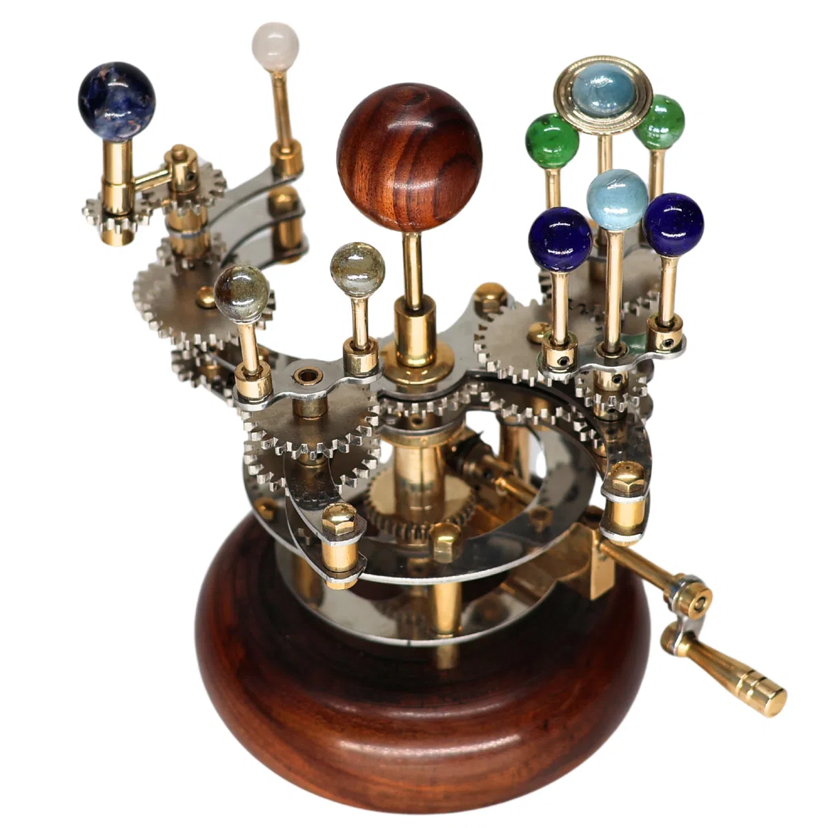Orrery de latón vintage de lujo, exquisito mecanismo de engranaje planetario de latón, adorno astronómico de escritorio, modelo de sistema solar (modelo de sistema solar de escritorio)