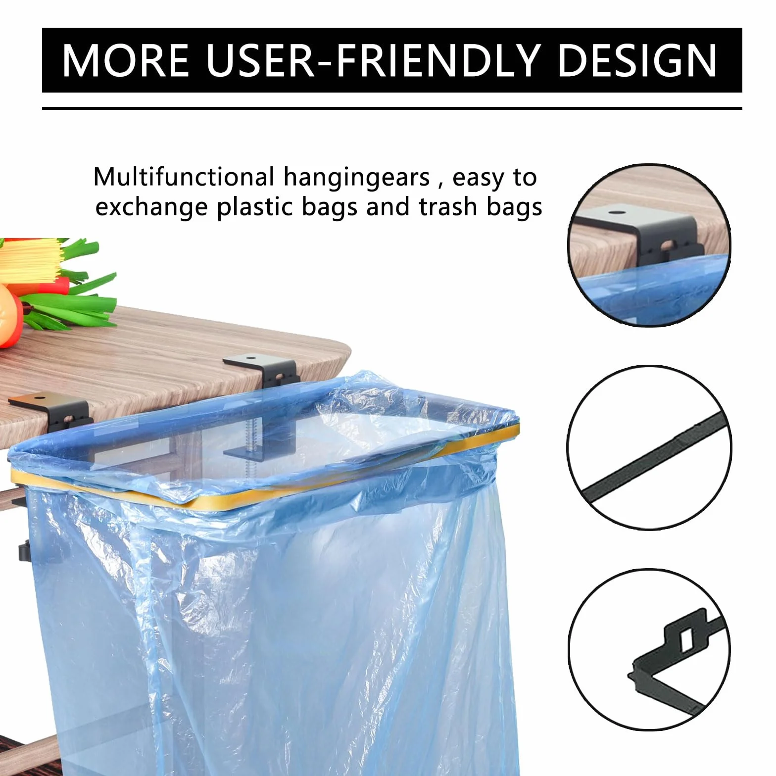 Soporte para Bolsa de Basura, Bolsa de Basura de AceroInoxidable Porta Bolsa para Colgar Soporte de Bolsa de Basura Colgante para Residuos en Cocina, Oficina, Camping, Picnics(Capacidad de Carga 5 kg)
