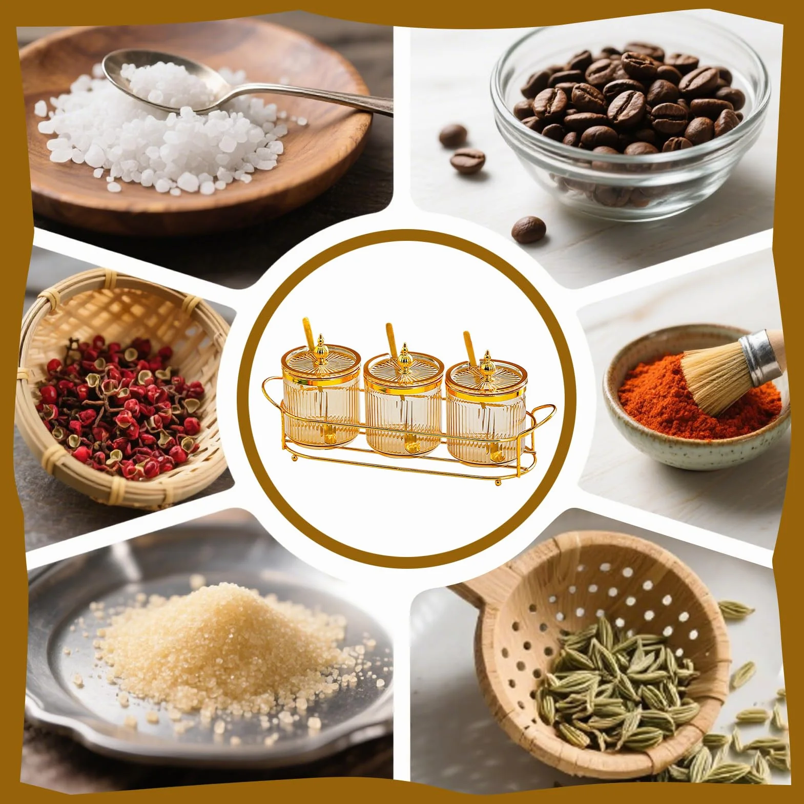 Envase Para Condimentos - Juego de Botes para Condimentos - Recipiente Compacto Multiusos Con Tapa Y Cucharas Para Pimienta Cardamomo Canela Azúcar Sal De Cocina Y Hogar